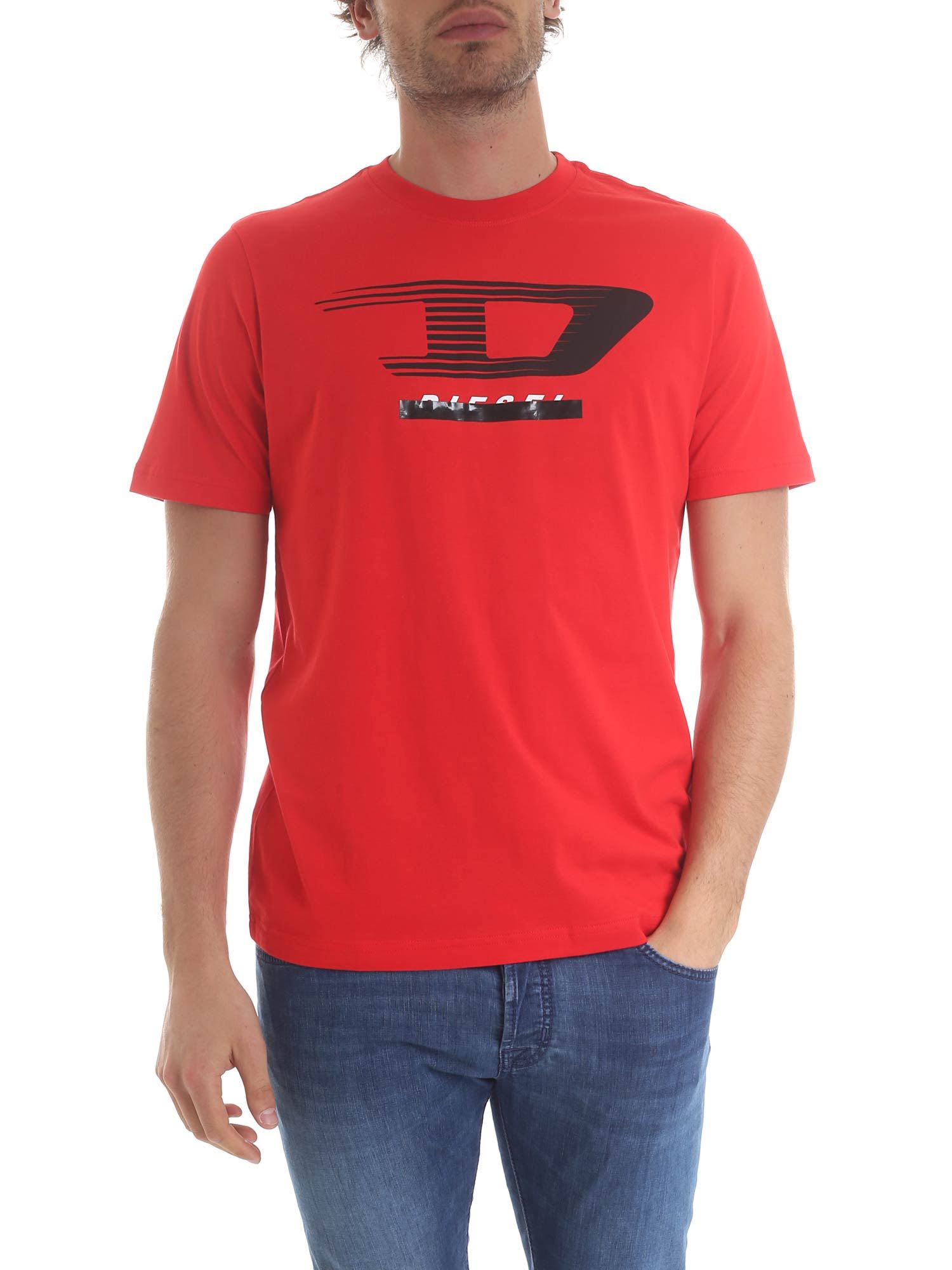 Diesel Diesel Logo Print T-shirt - Rosso - 10910069 | italist