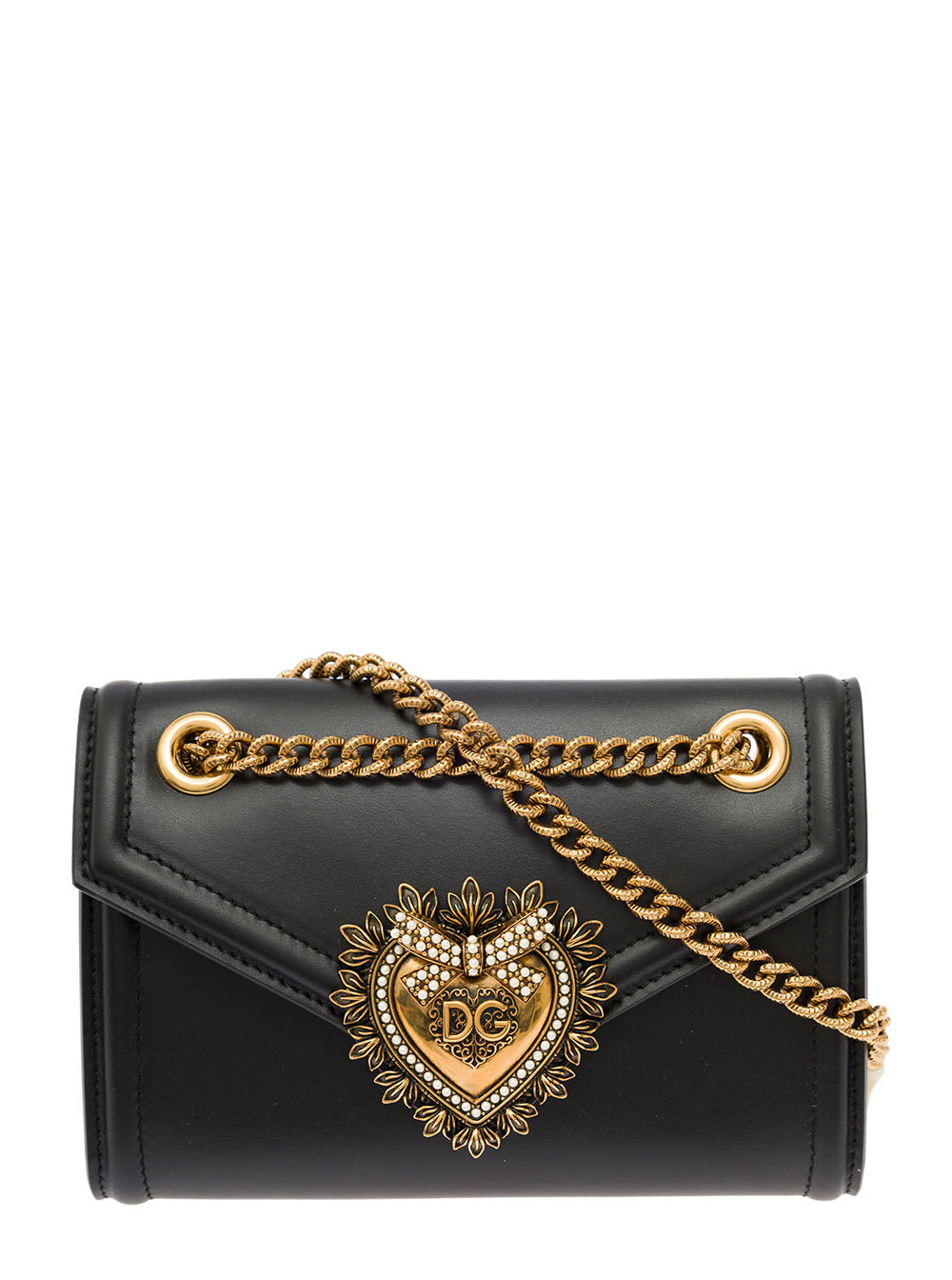 devotion Black Mini Bag With Chain Strap In Smooth Leather Woman Dolce & Gabbana