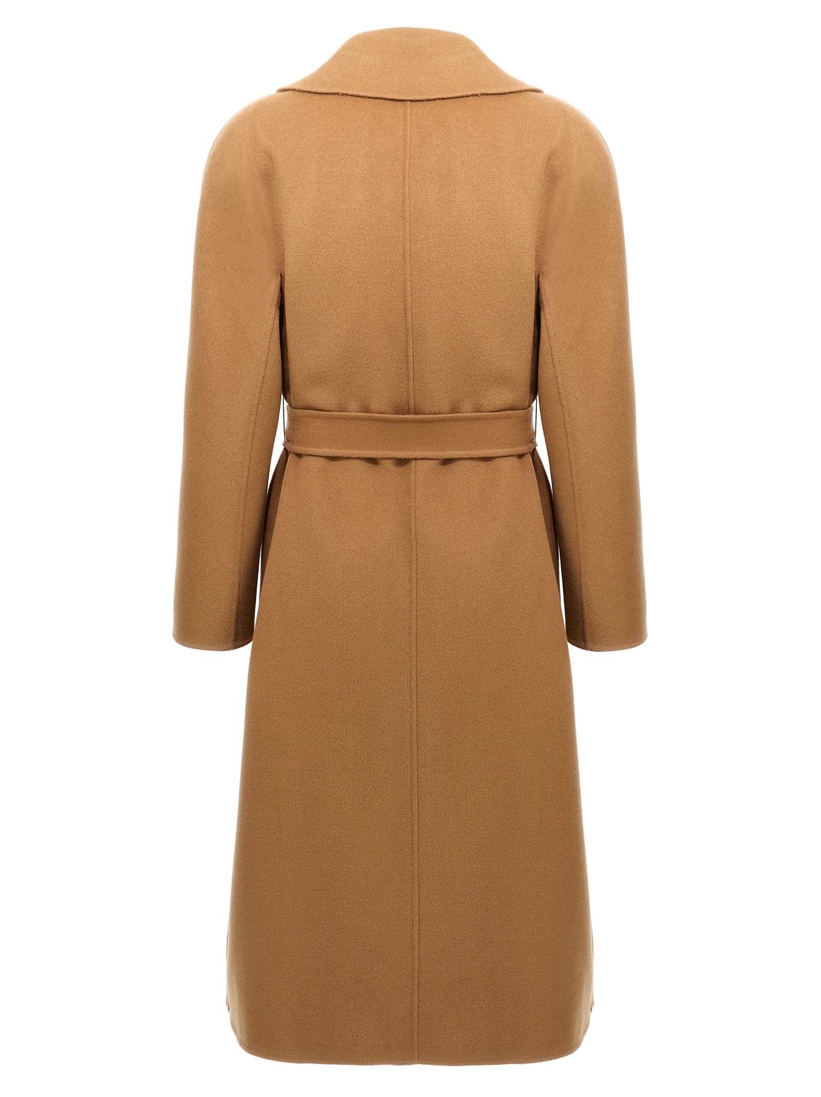 Max Mara Waist Belted Long Length Jacket In Brown