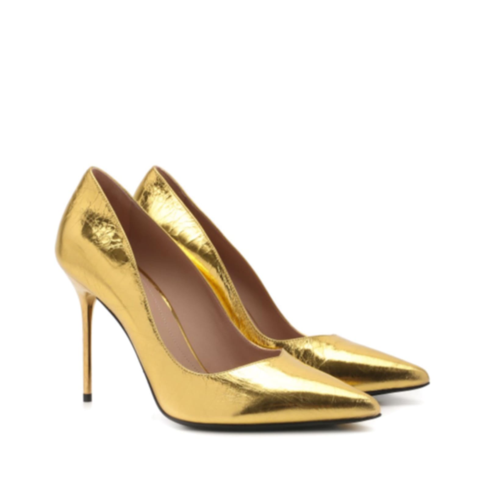 Shop Balmain Leather Pumps In Gold