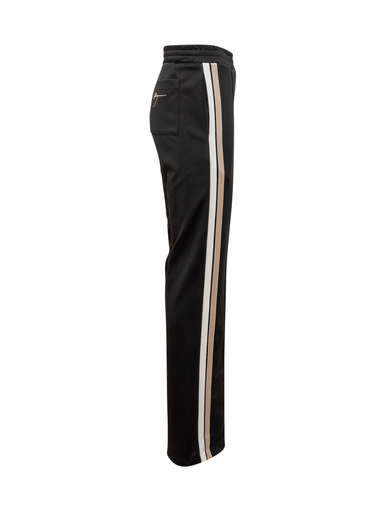 Shop Ferragamo Trousers In Nero