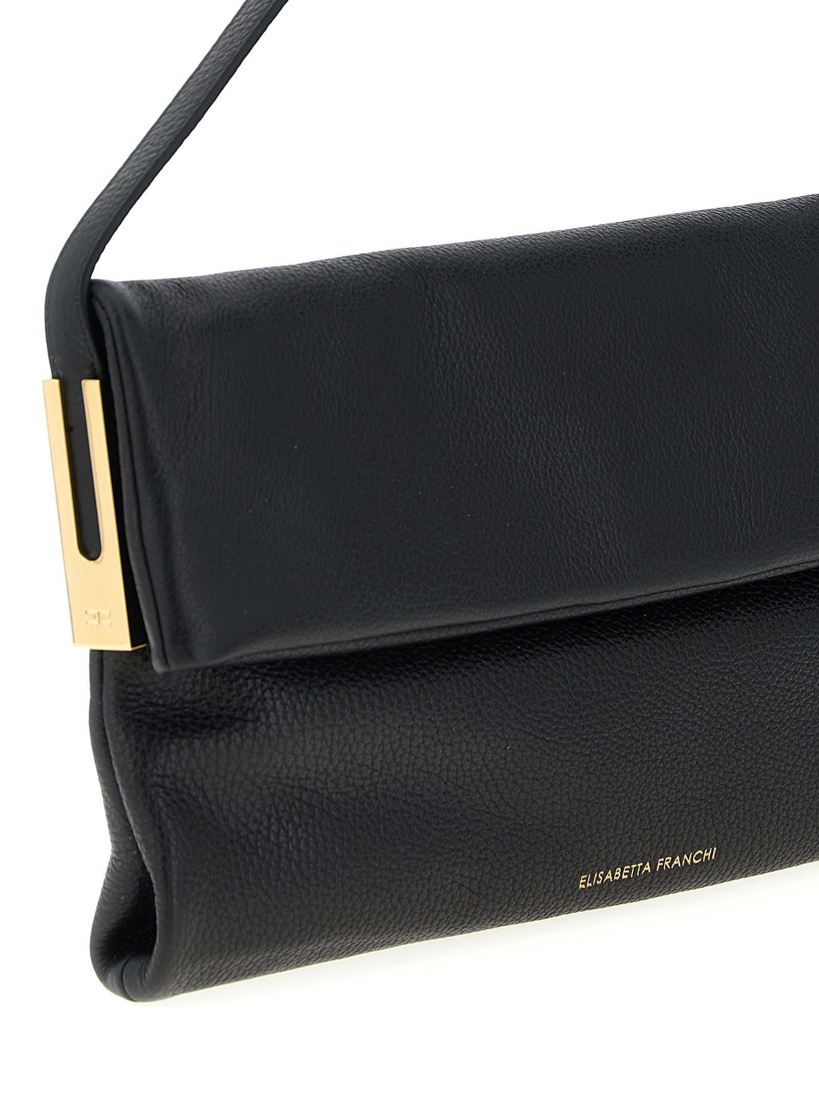 Elisabetta Franchi Logo Shoulder Bag Shoulder Bags Black In Black
