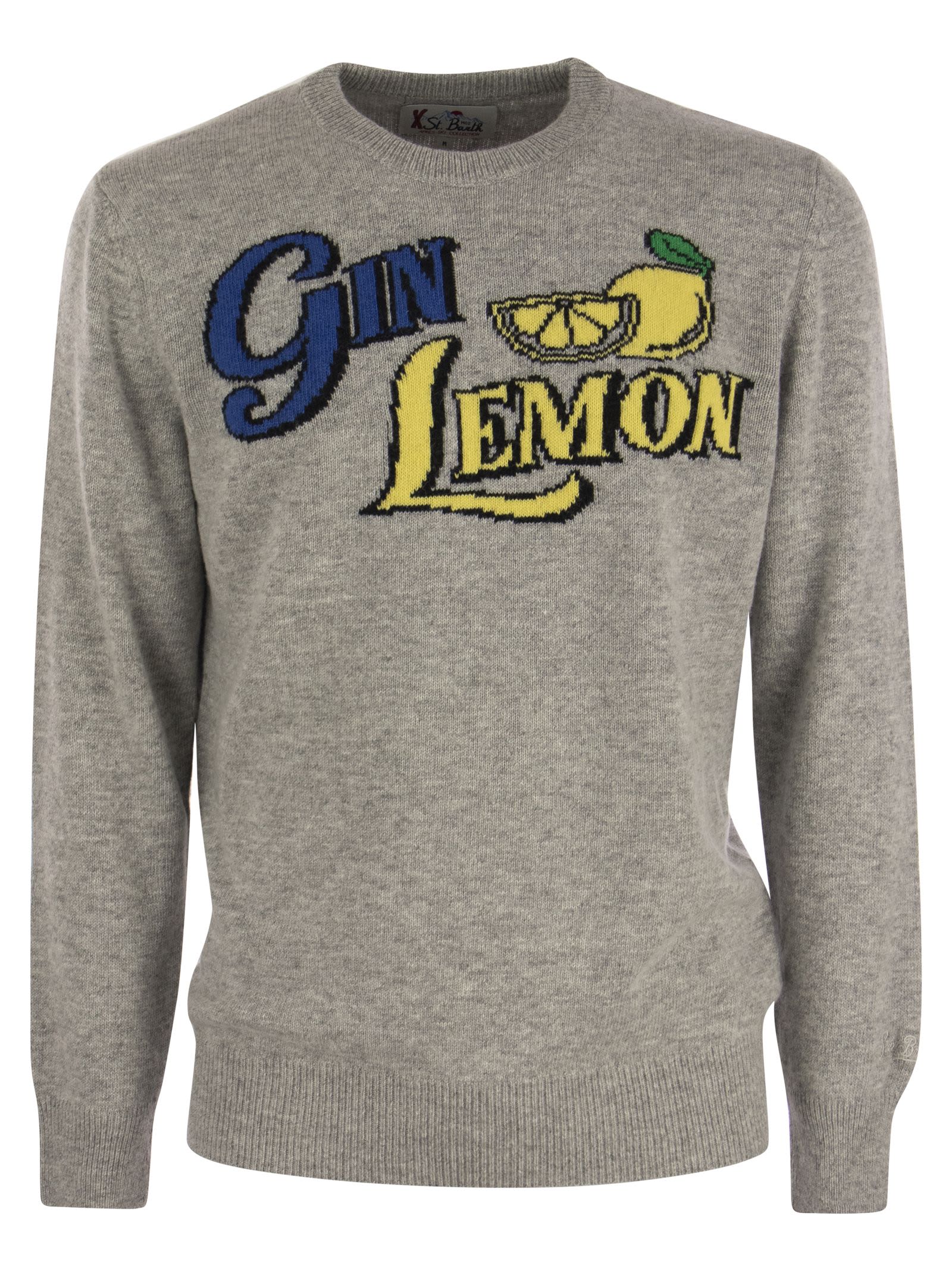 Shop Mc2 Saint Barth Gyn Lemon Wool And Cashmere Blend Jumper In Grey