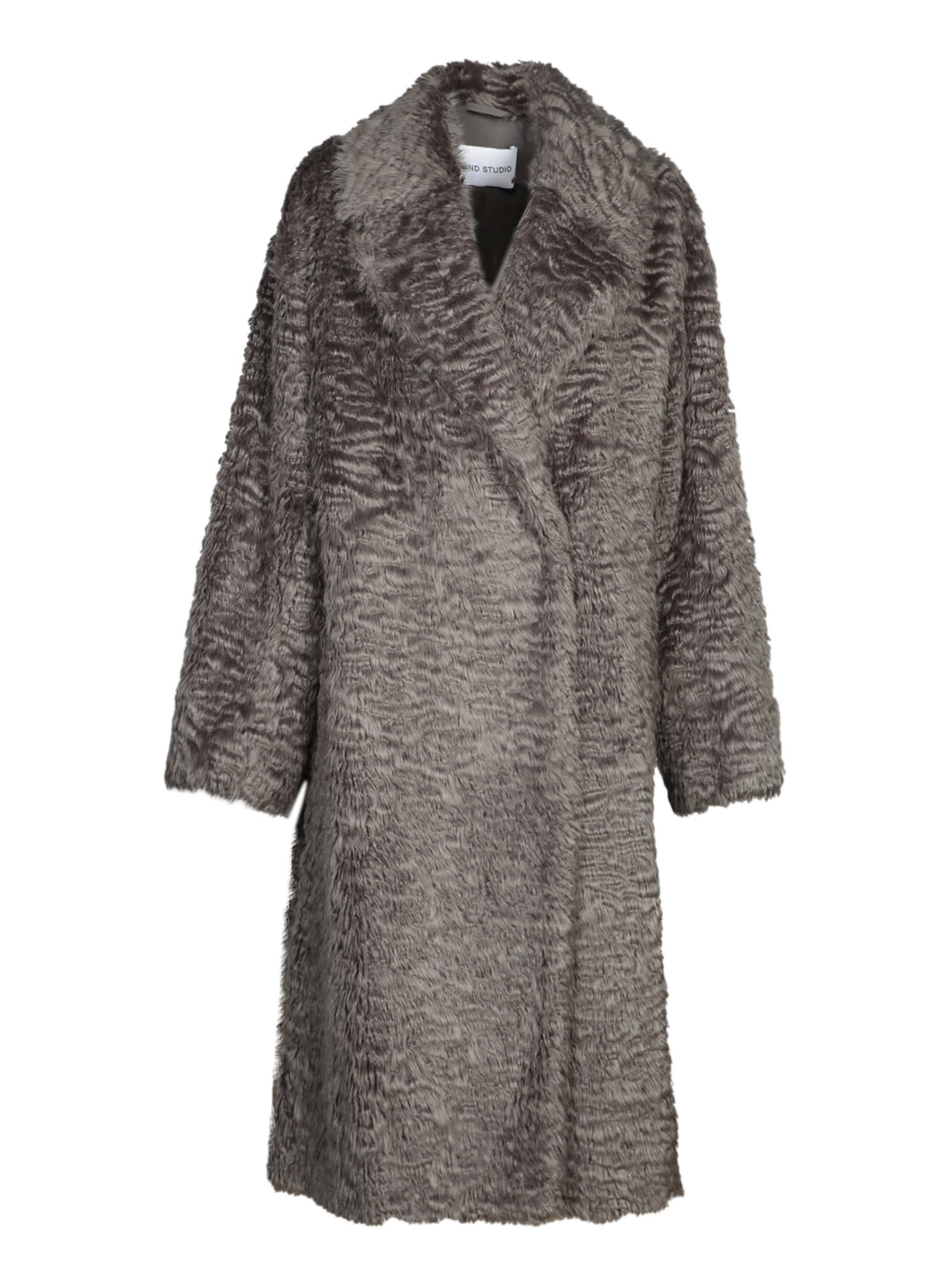 Shop Stand Studio Grey Faux Fur Coat