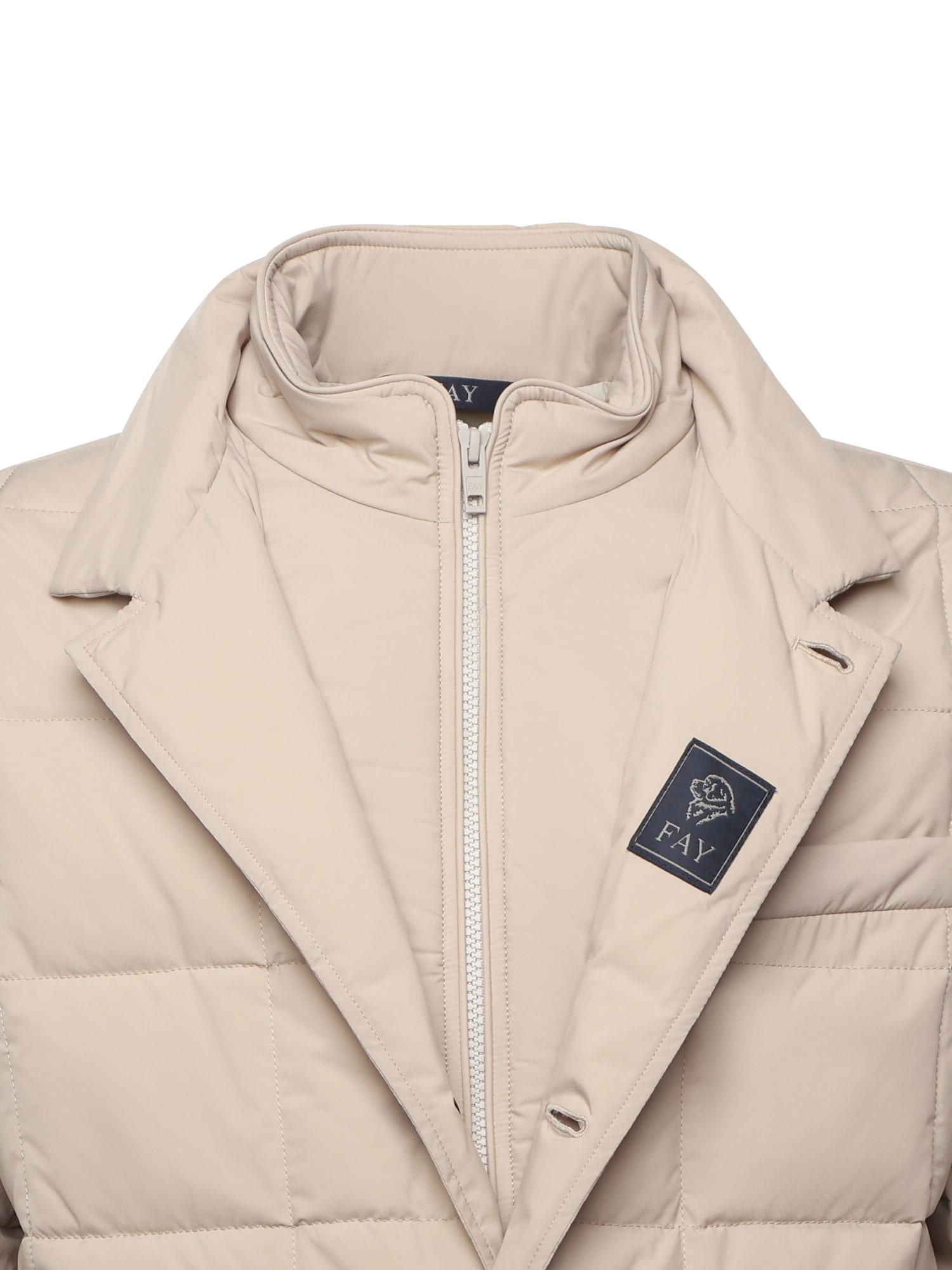 Fay Short Padded Down Jacket In Neutral