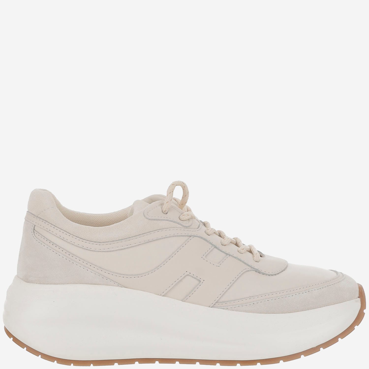 Hogan Leather Sneakers With Contrast Platform Sole In Multi