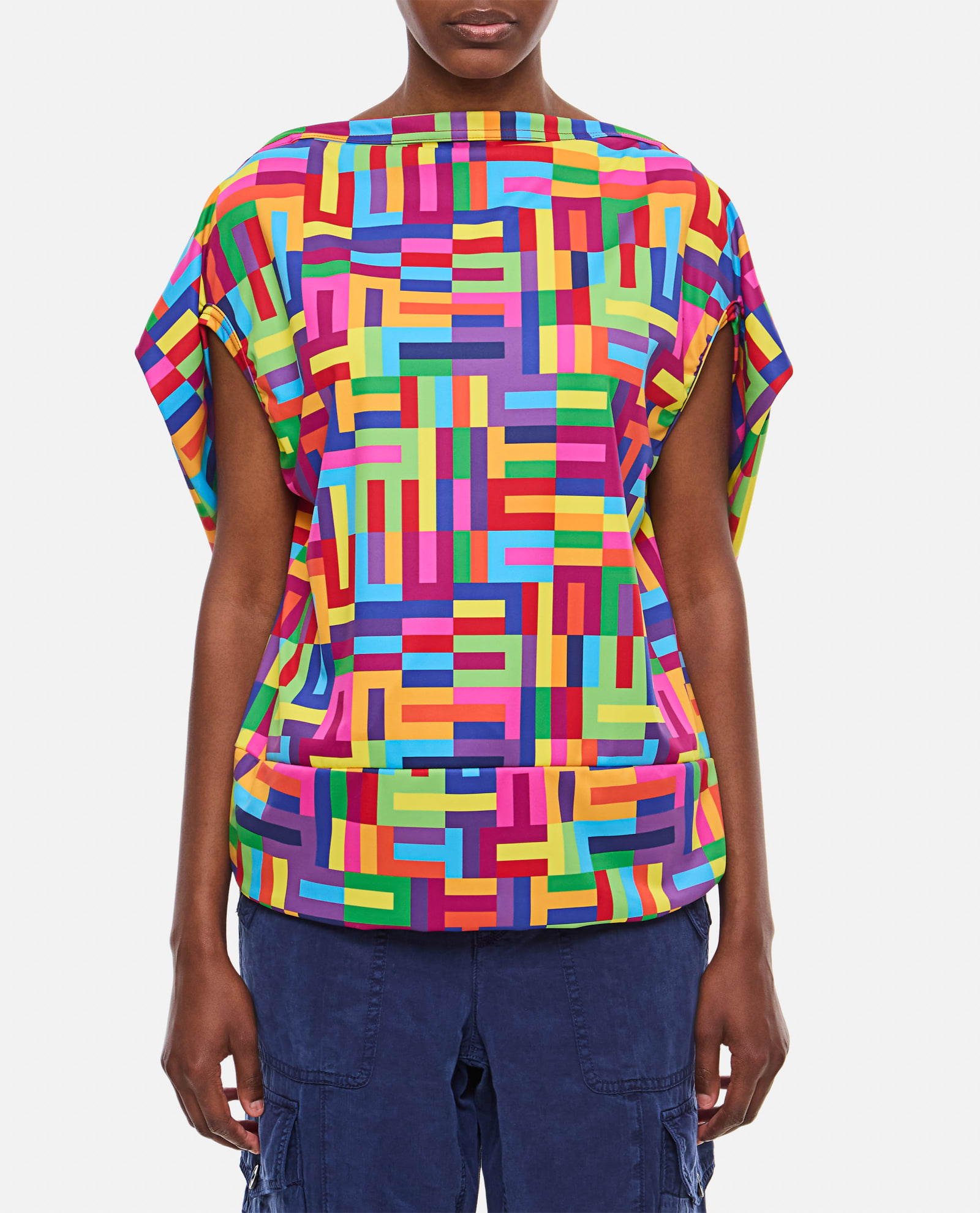 Shop Comme Des Garçons Geometric Pattern Top In Multicolour