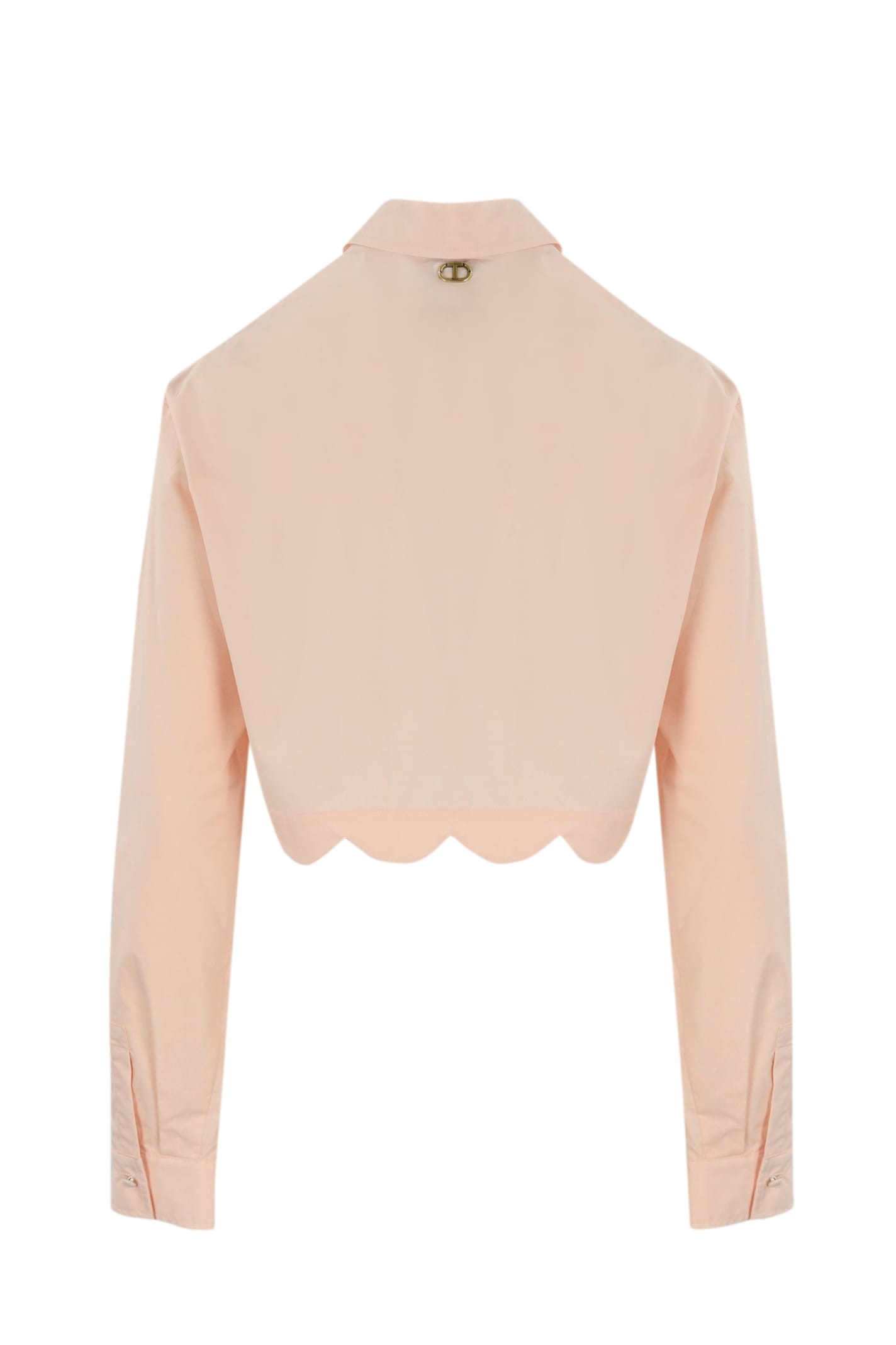 Shop Twinset Scalloped Cropped Shirt In Cupcake Pink