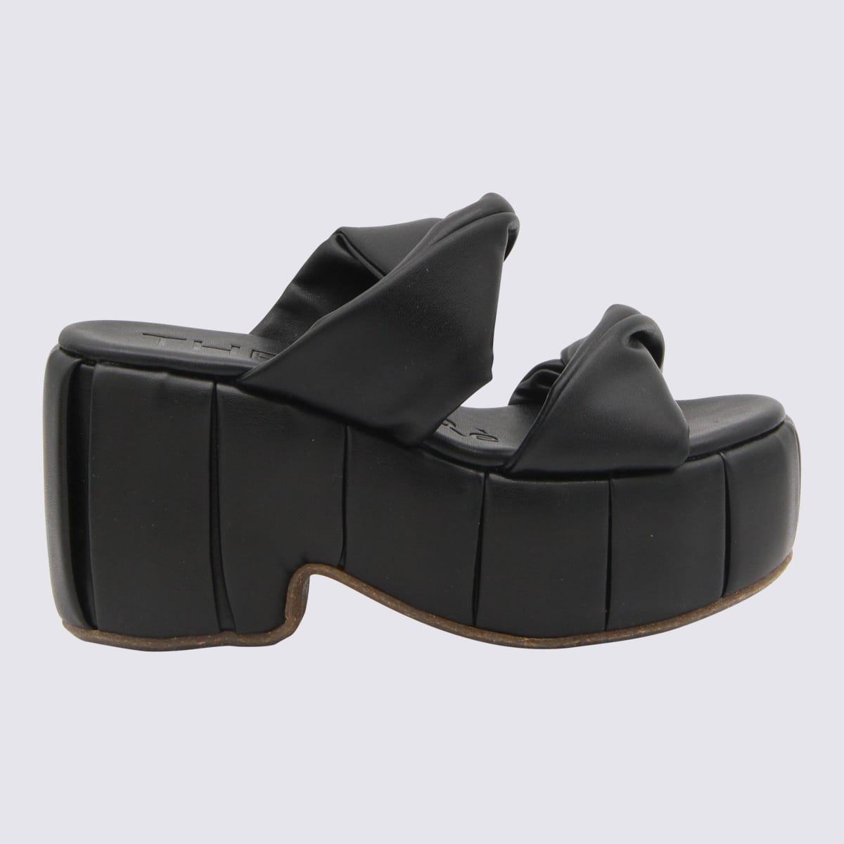 Shop Themoirè Black Faux Leather Andromeda Sandals