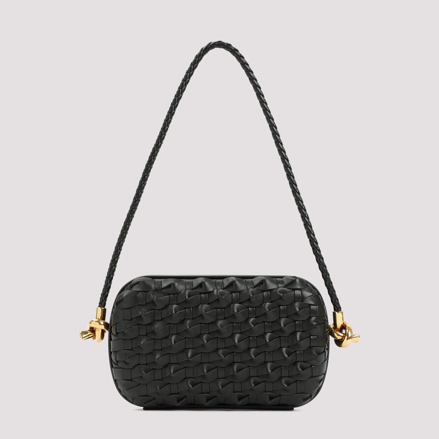 Shop Bottega Veneta Knot With Strap Clutch In Dark Green Brass