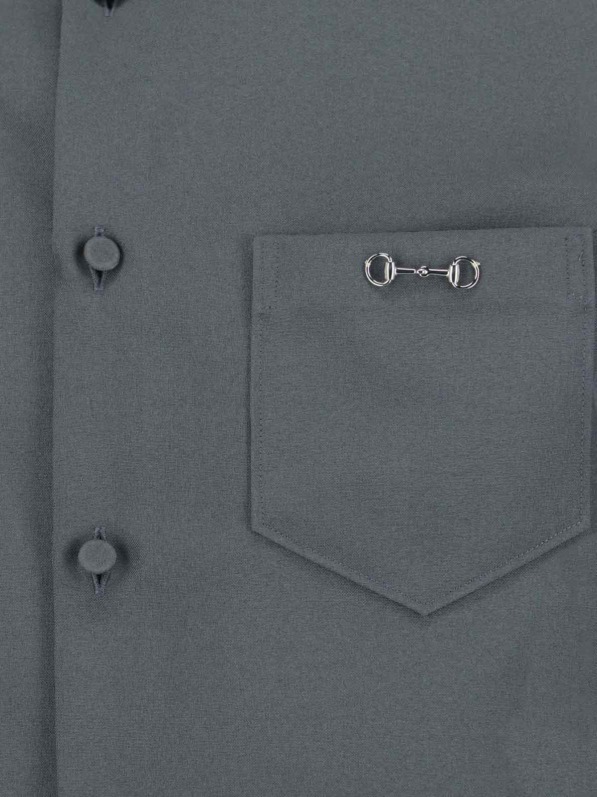 Gucci Technical Fabric Shirt Featuring Horsebit Detail In Gray