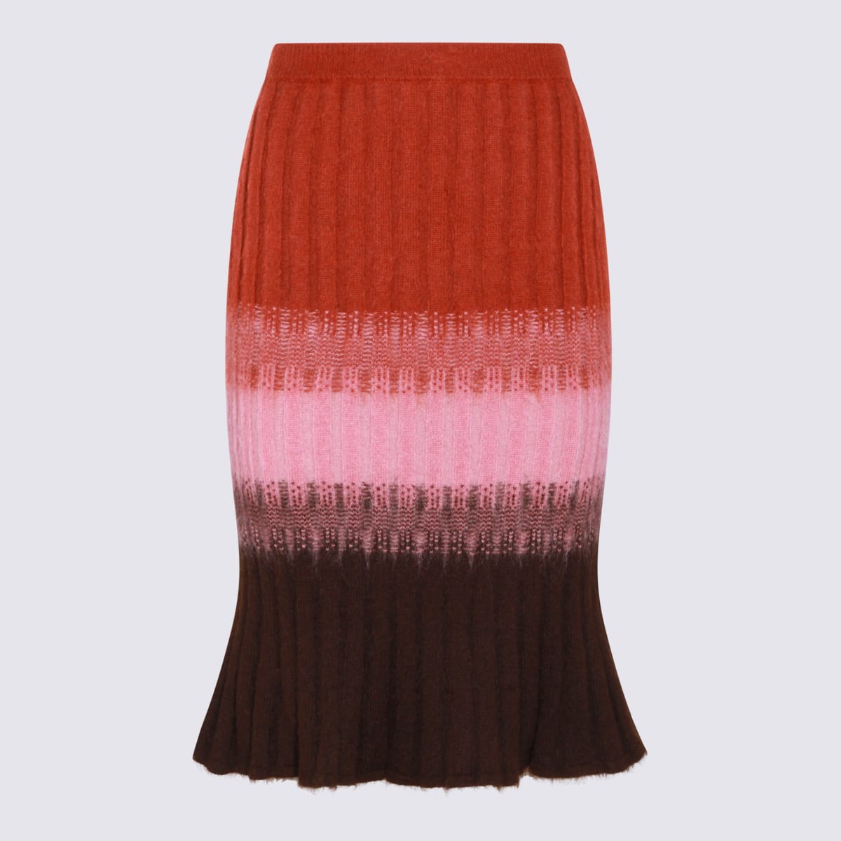 Fendi Gradient Mohair And Wool High-waisted Midi Skirt Clothing In Multi