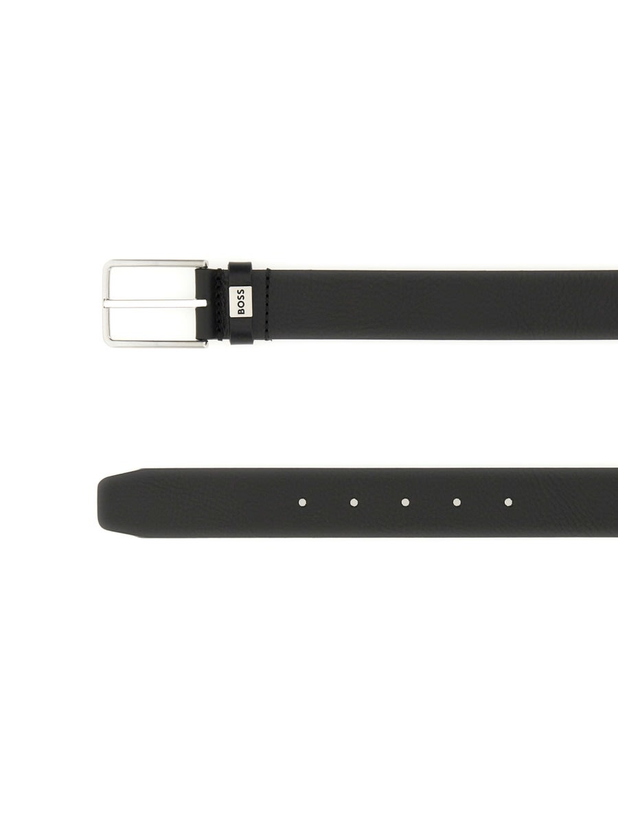 Hugo Boss Adjustable Leather Belt For Versatile Wear In Black