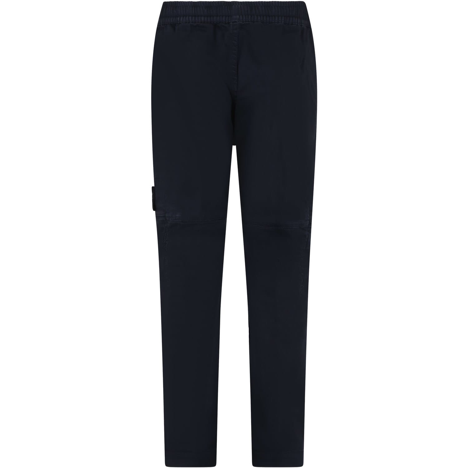 Shop Stone Island Junior Blue Trousers For Boy With Compass