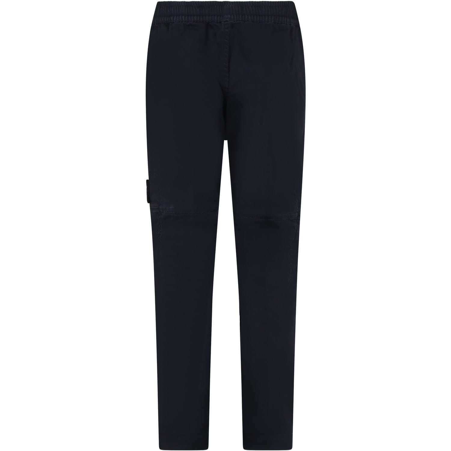 Stone Island Black Trousers For Boy With Compass In Blue