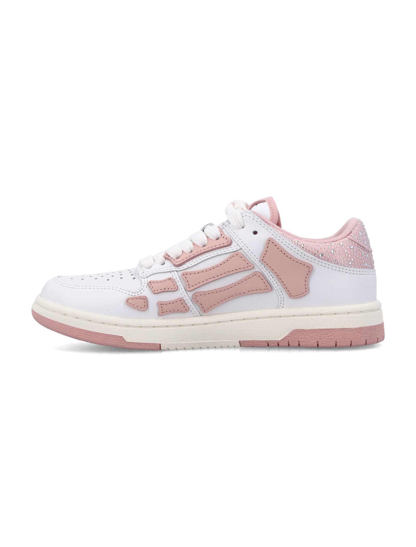 Amiri Crystal Satin Skel Top Low Womans Sneakers In Pink