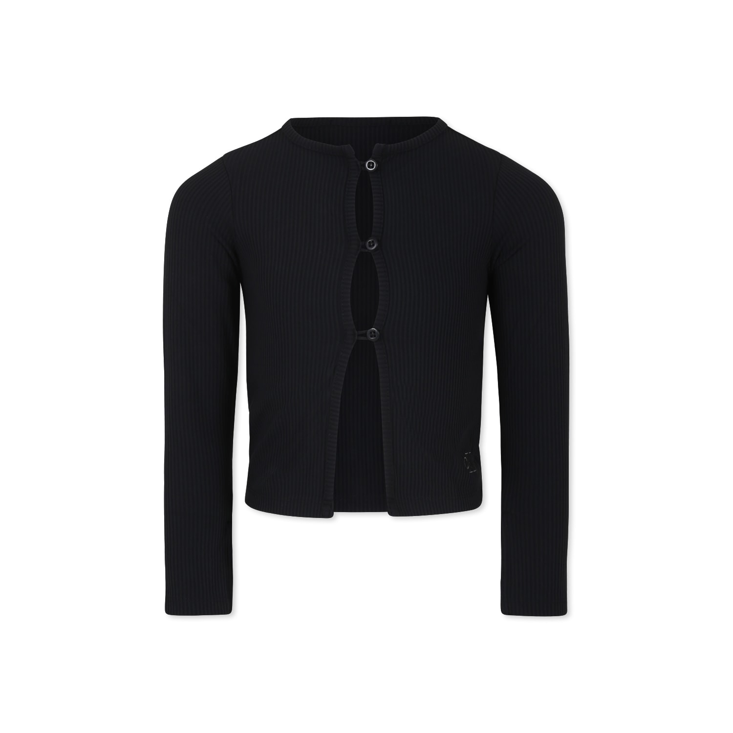 Calvin Klein Black Cardigan Set For Girl With Monogram In Black