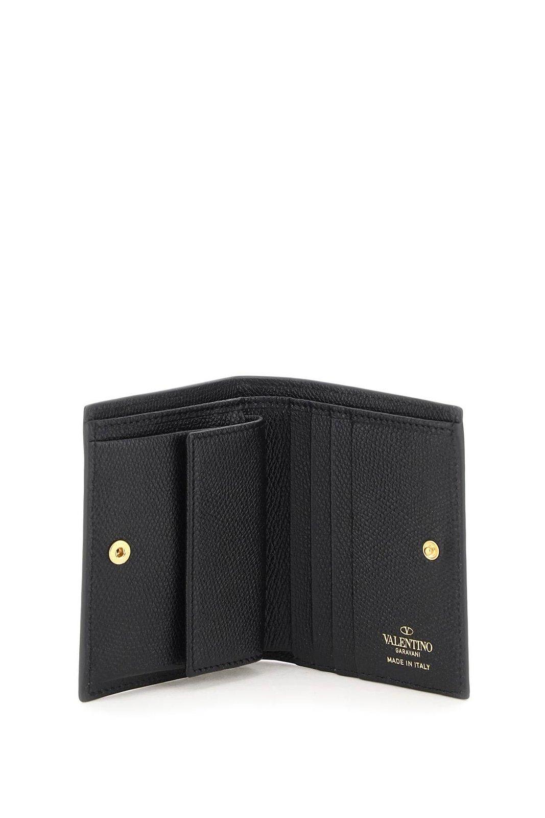 Valentino Vlogo Plaque Wallet In Black