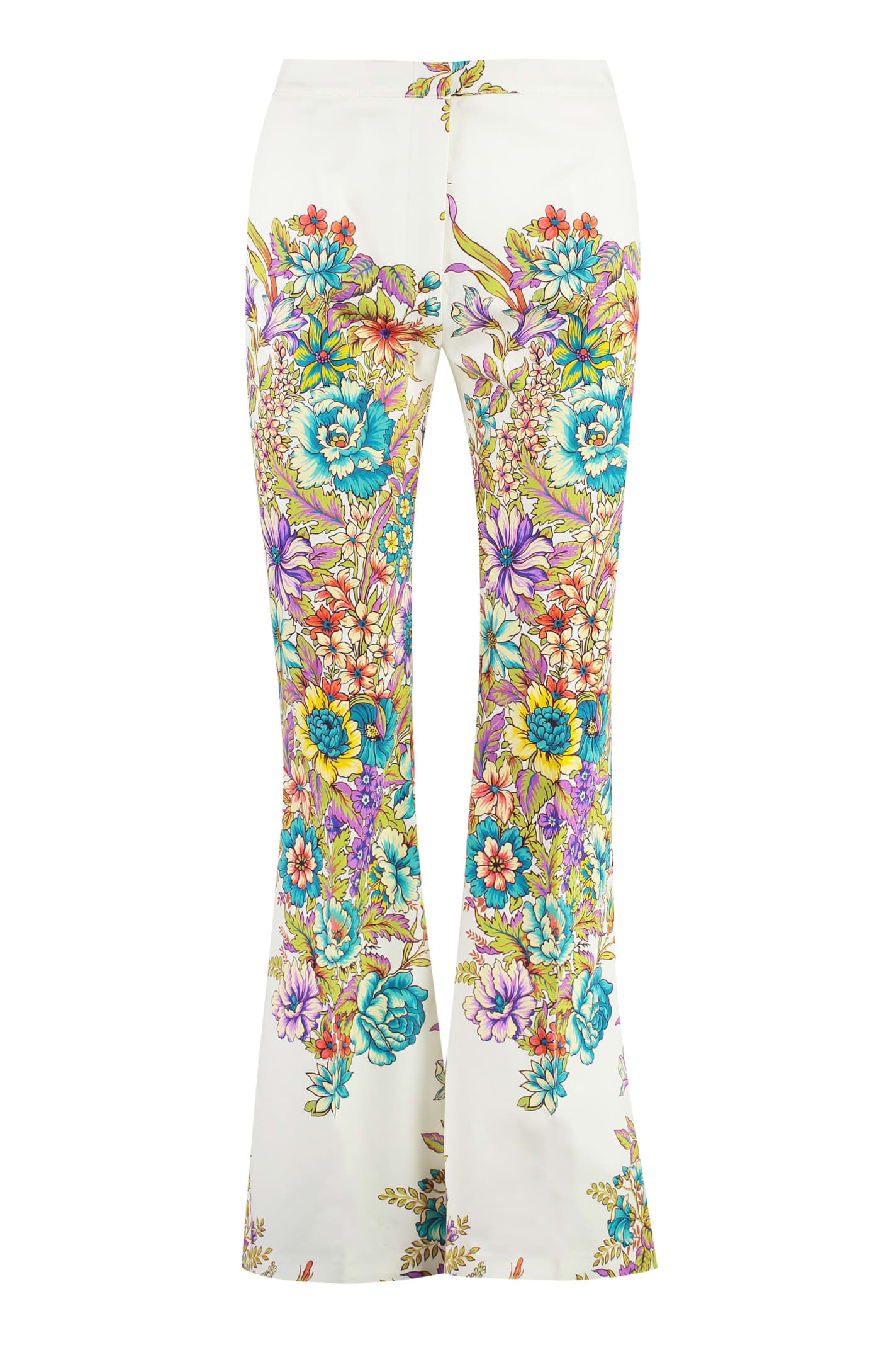Shop Etro Stretch Cotton Trousers In Ivory