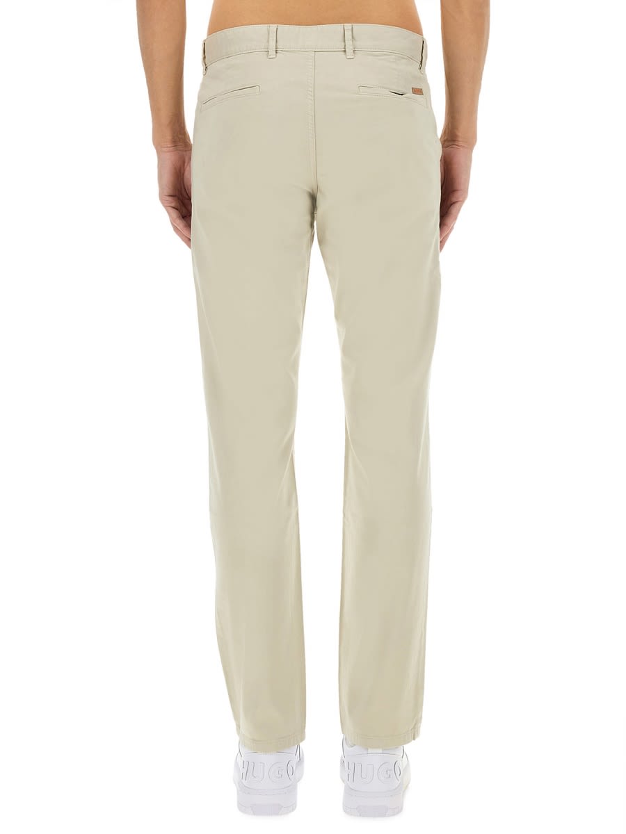 Hugo Boss Logo-plaque Straight-leg Trousers In Beige