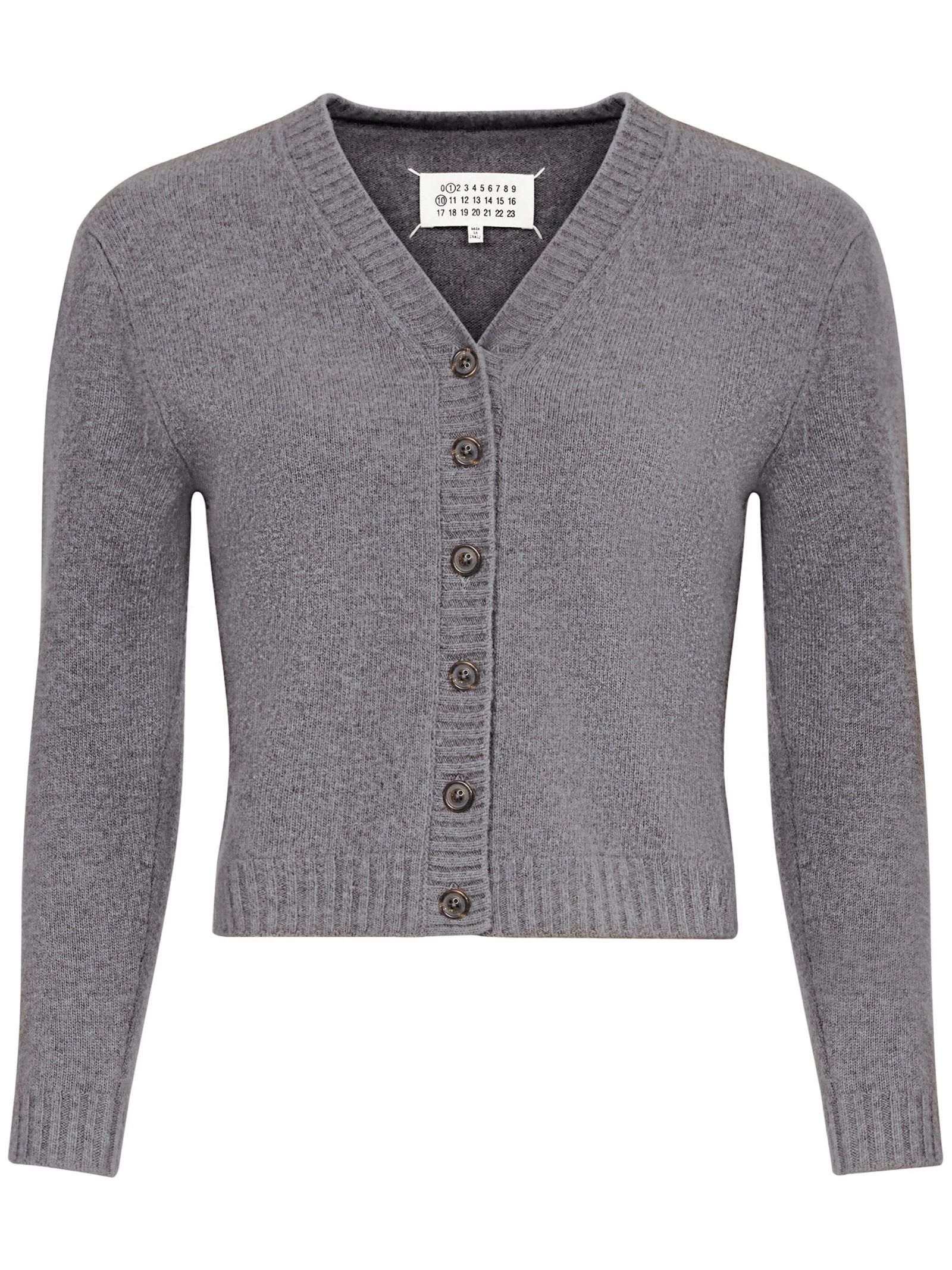 Shop Maison Margiela Grey Wool Cardigan