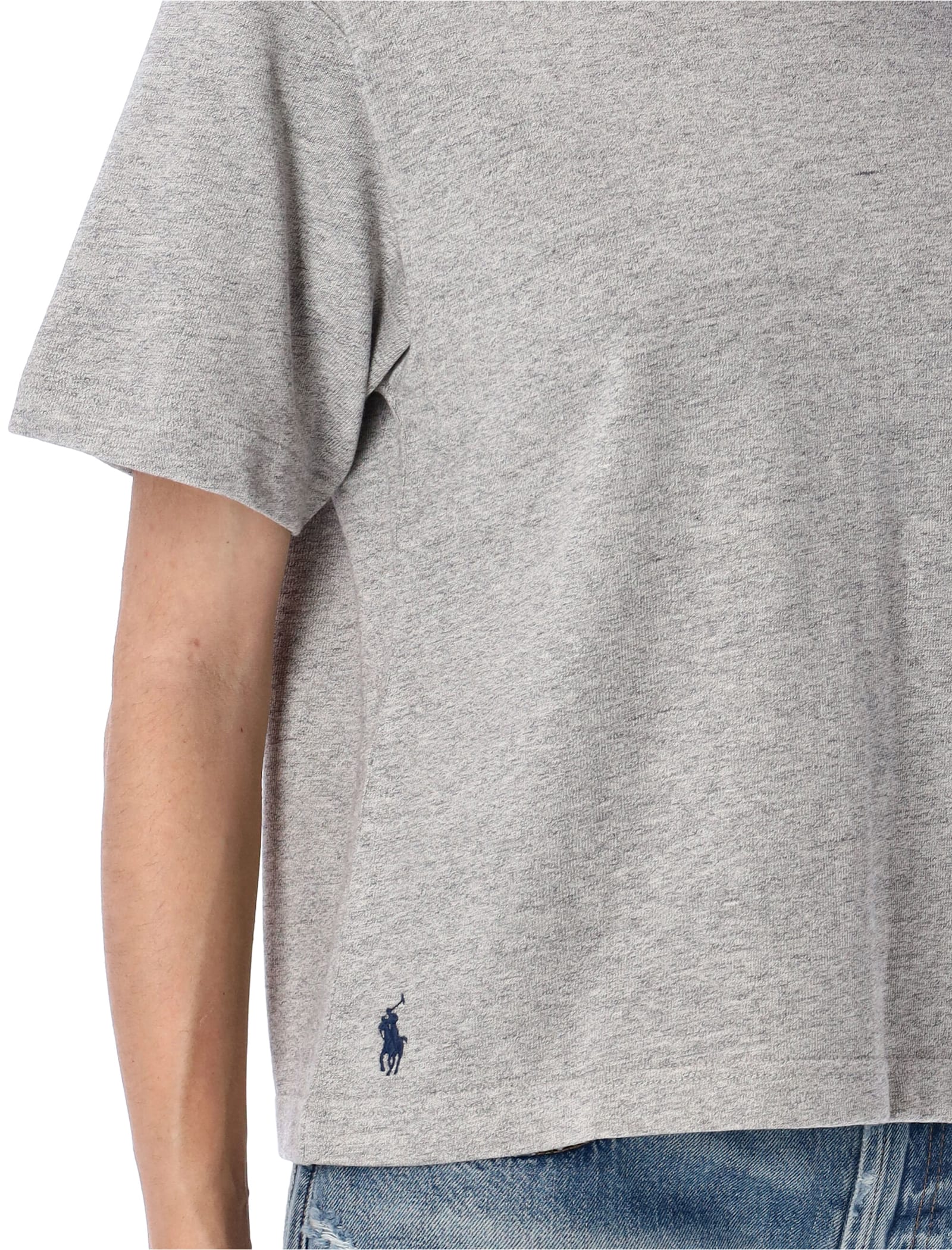 Polo Ralph Lauren Cotton Jersey Crop T-shirt In Gray