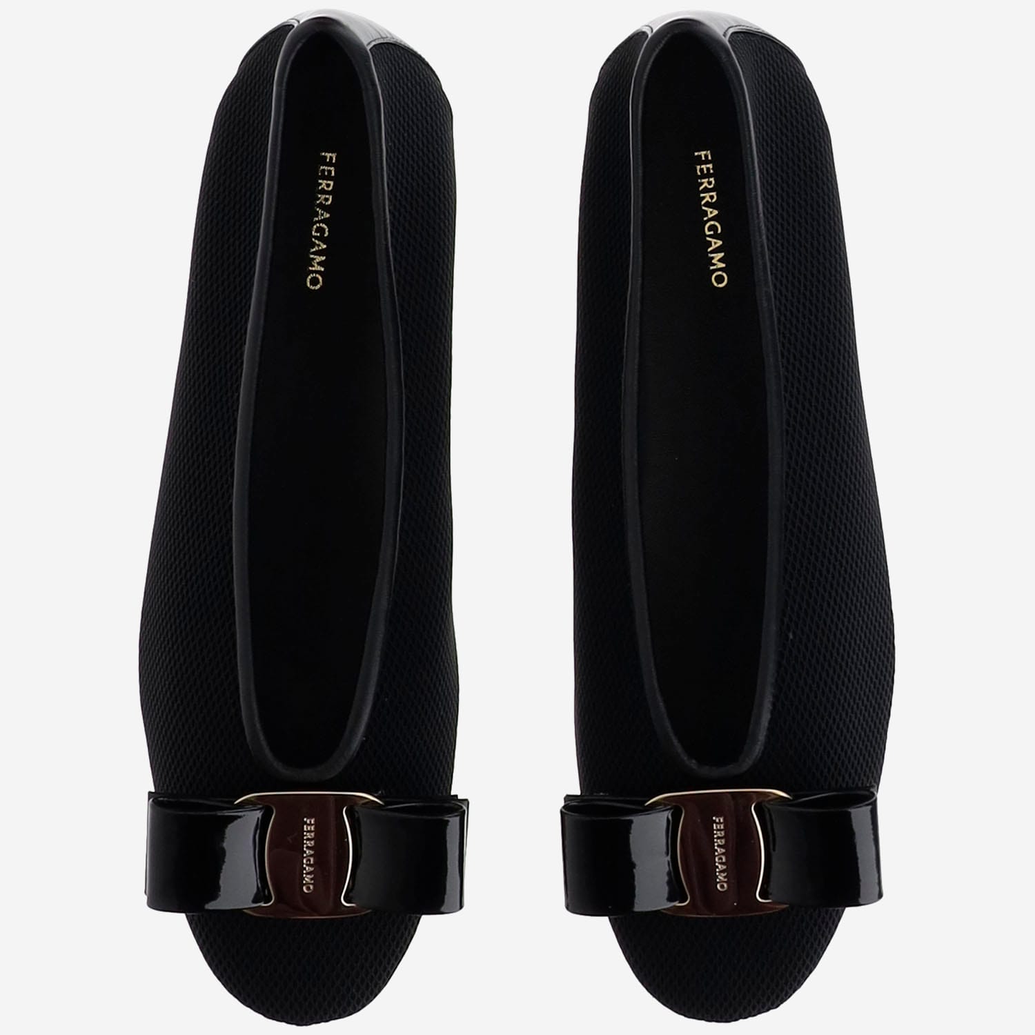 Ferragamo Vanna V Ballerinas In Velvet In Black