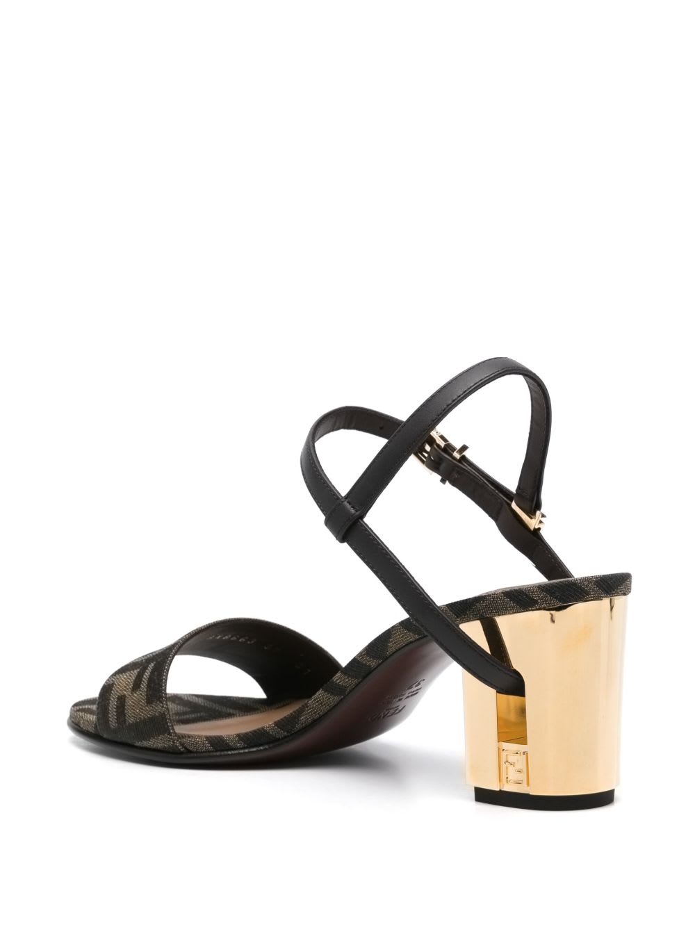 Fendi Women Delfina Medium Heel Sandals In Ff Jacquard In Multi