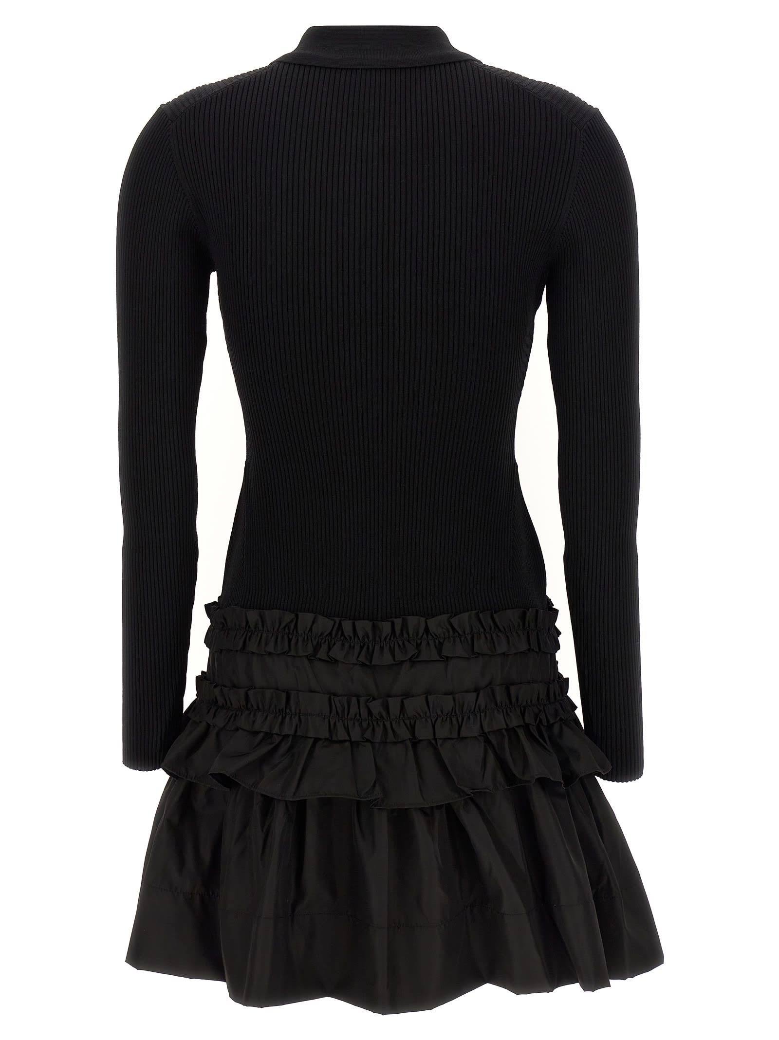 Ganni Melange Rib Knit Mini Dress In Black