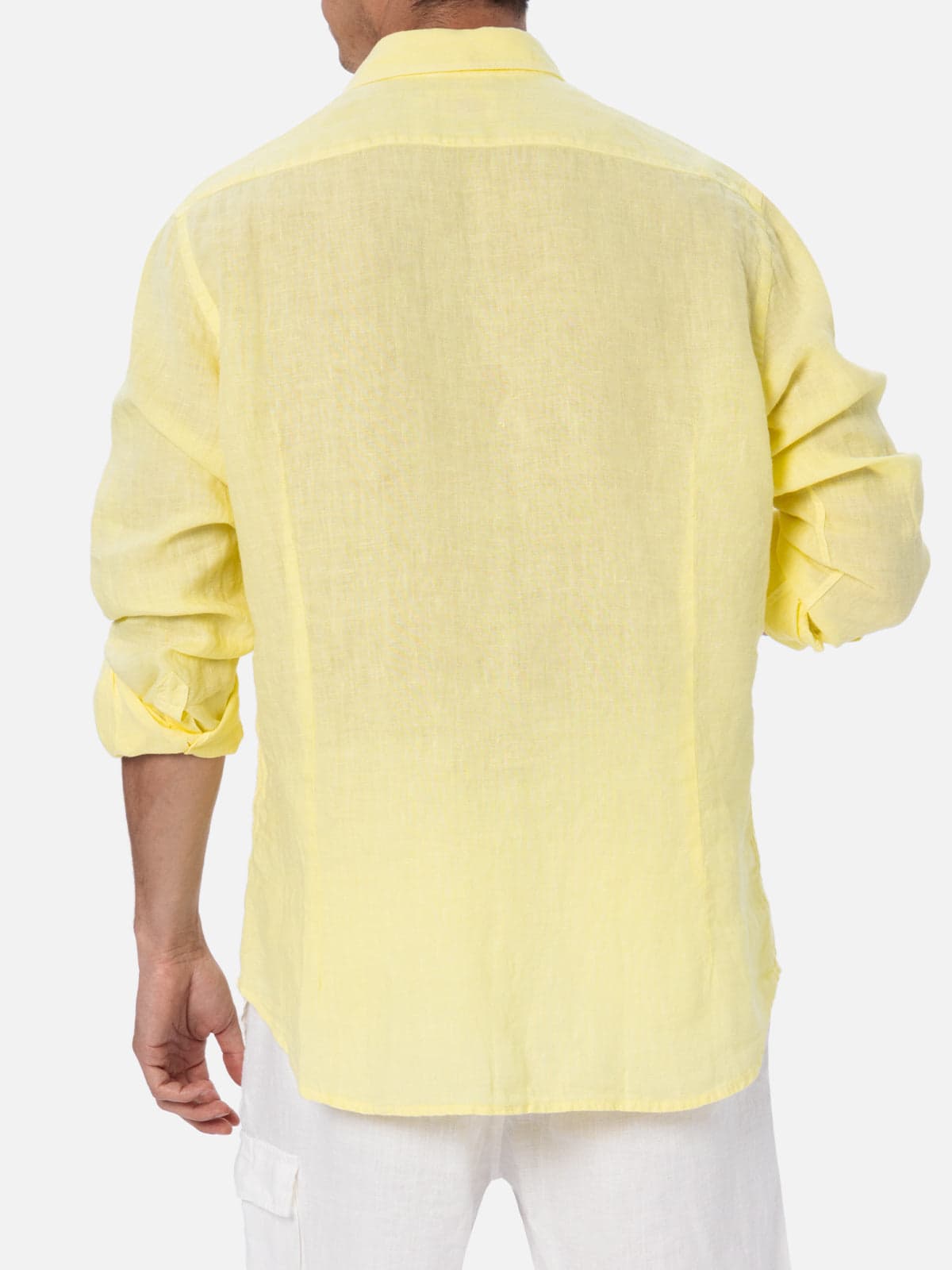 Mc2 Saint Barth Man Pale Yellow Linen Shirt Pamplona In Yellow
