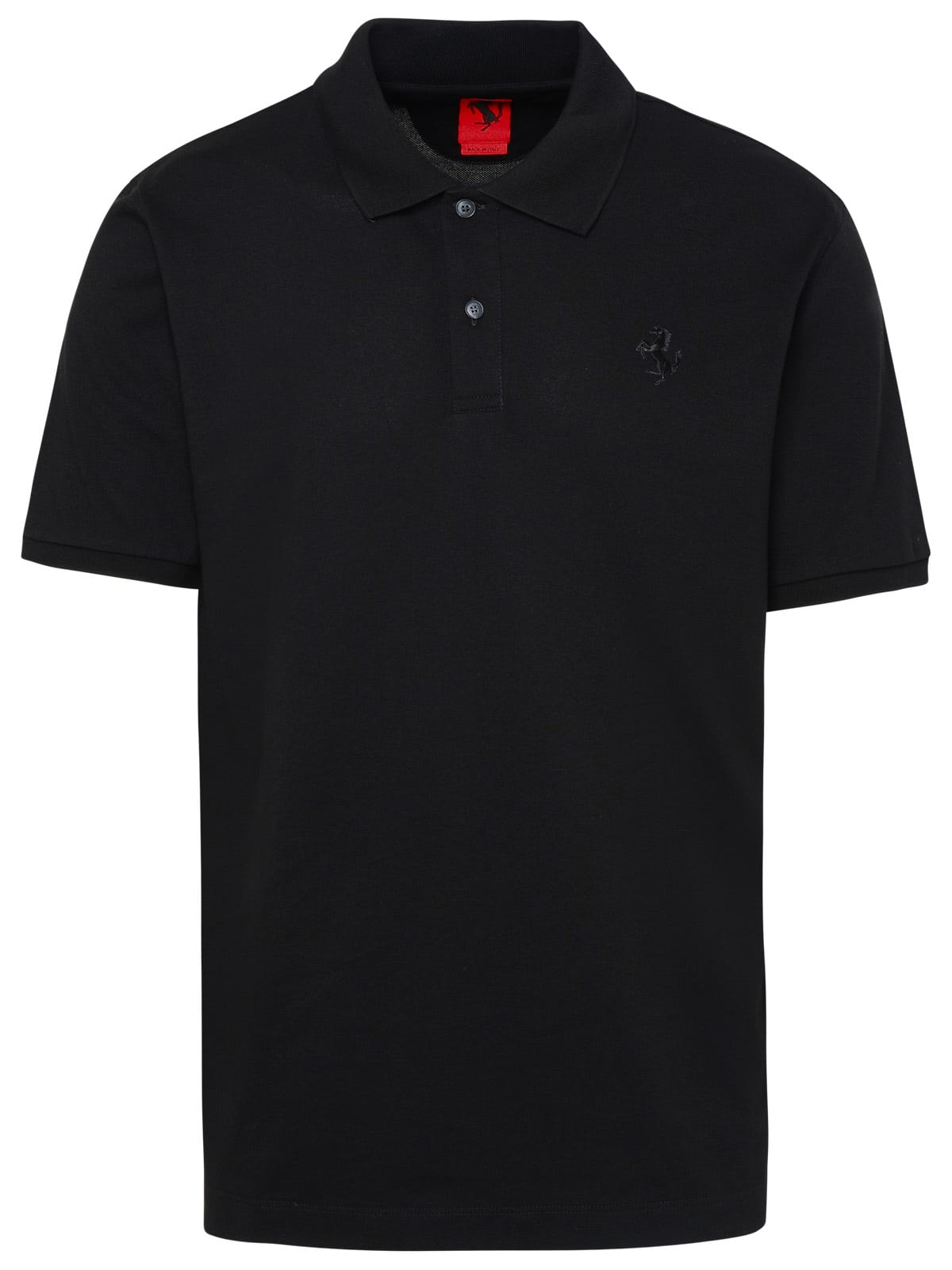 Ferrari Polo Shirt In Black Cotton