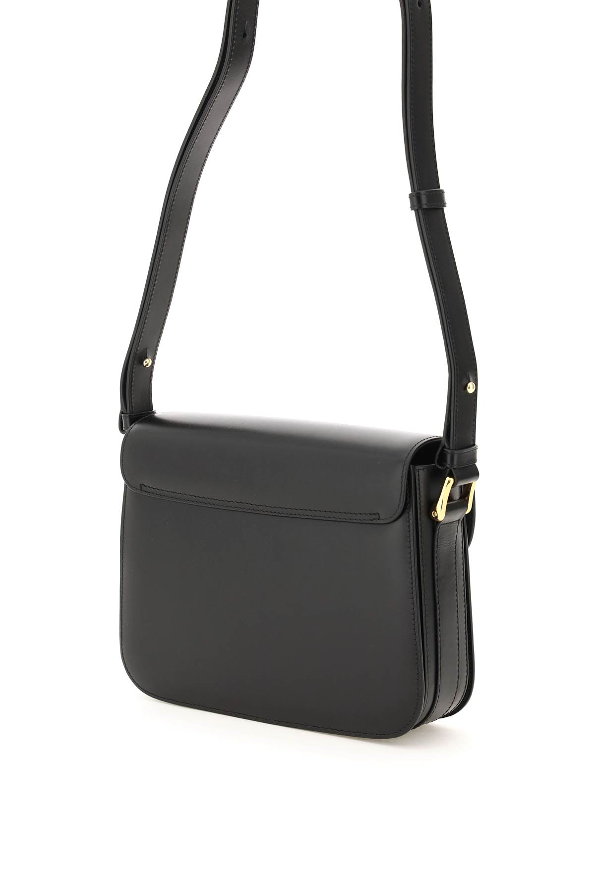 Apc Leather Shoulder Bag With Frontal Logo In Black