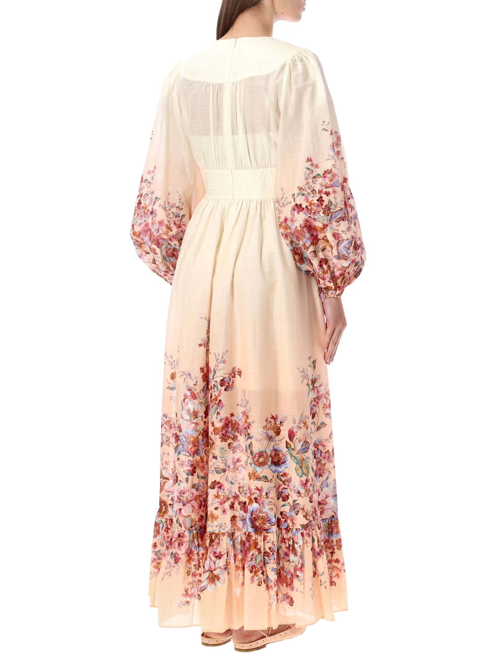 Zimmermann Womens Awaken Plunge Cotton-poplin Maxi Dress Ivory Floral In Neutral