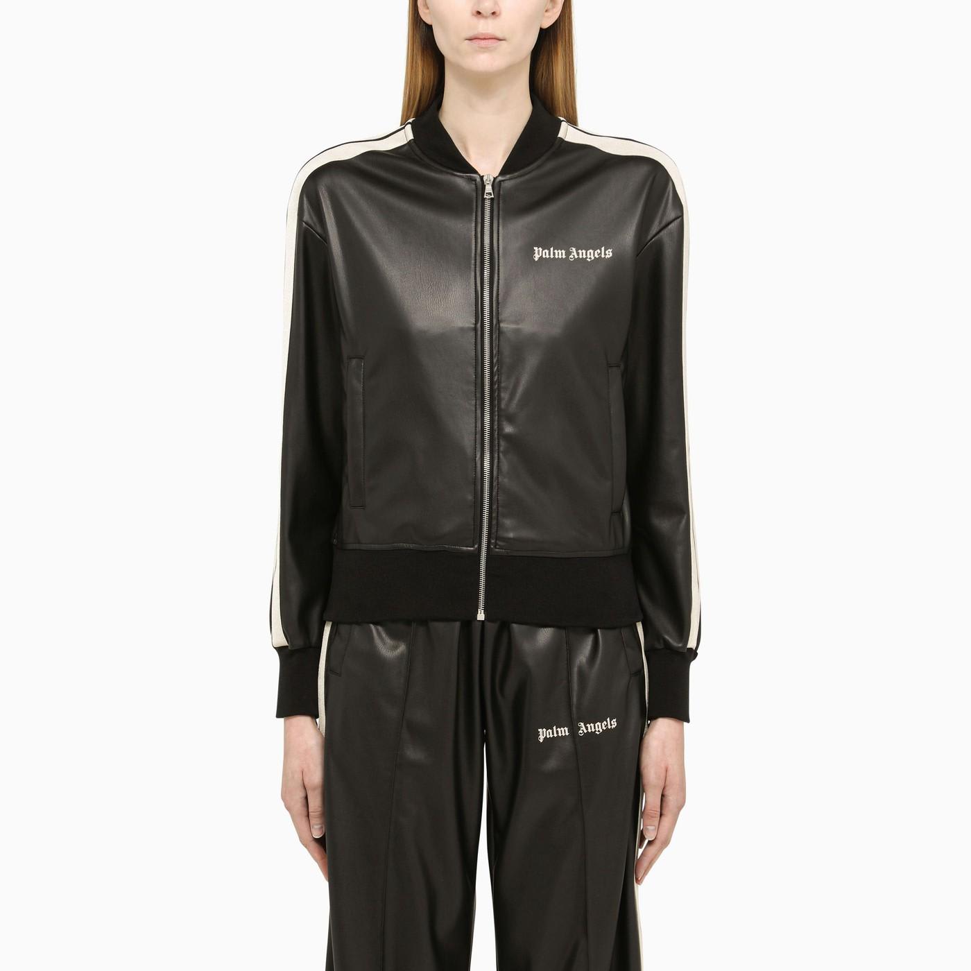 PALM ANGELS BLACK FAUX LEATHER JACKET