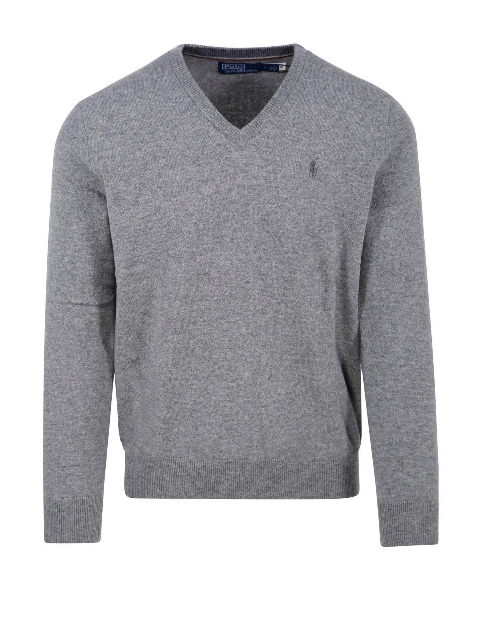 Shop Polo Ralph Lauren Pony Embroidered Knit Jumper In Grey