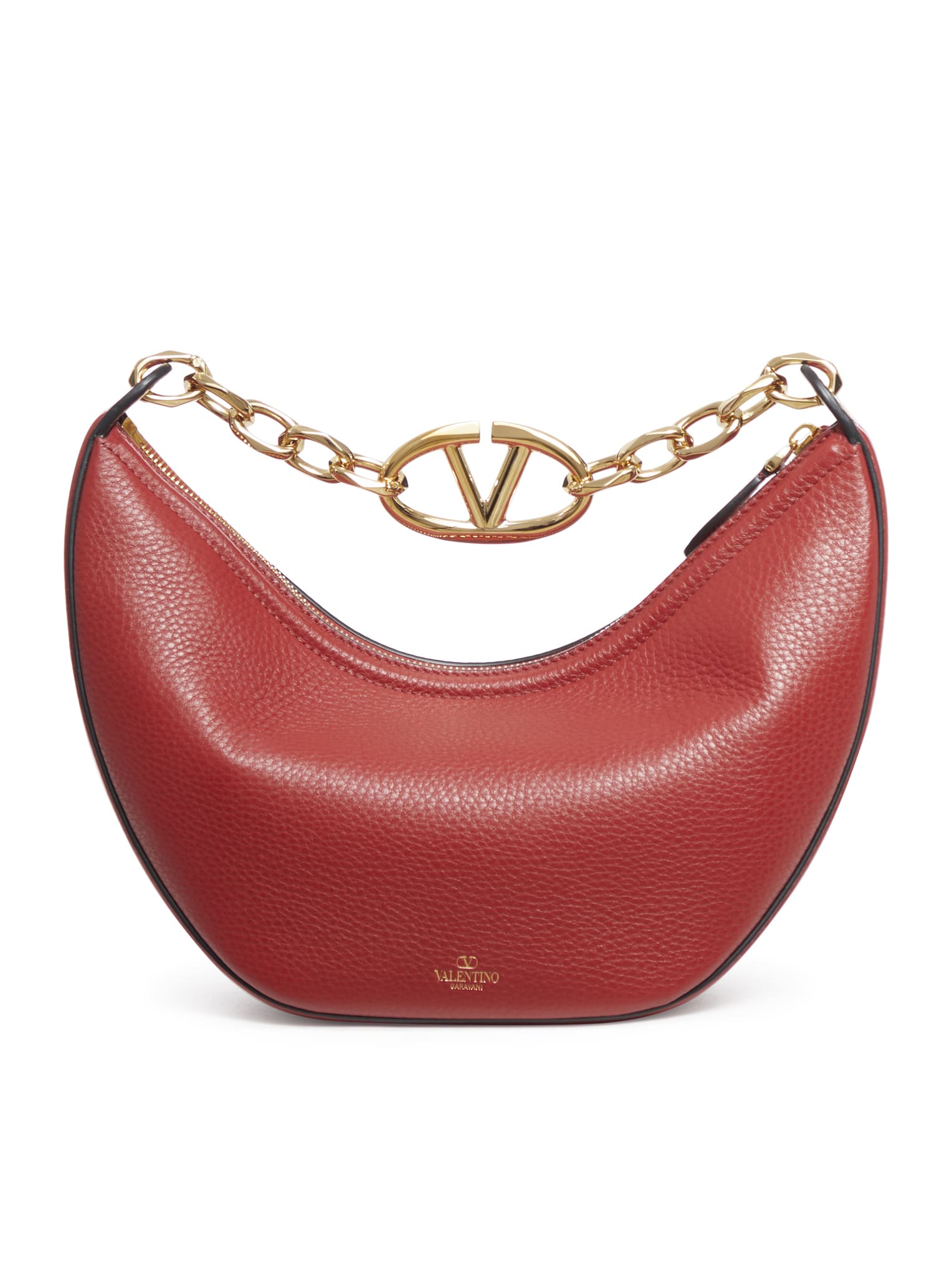 Shop Valentino Vlogo Moon Bag Handbag In Red