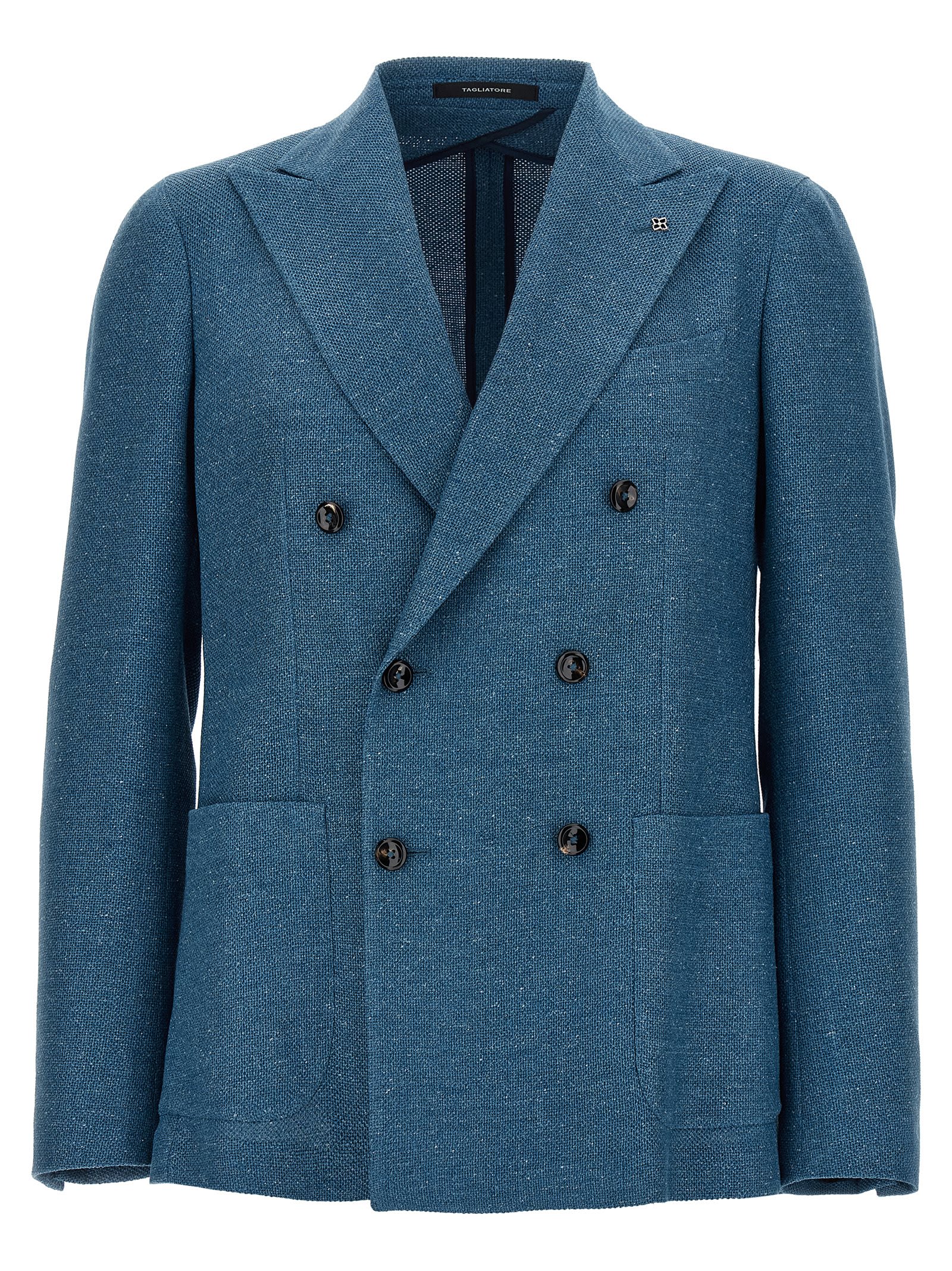 Tagliatore 'montecarlo' Blazer In Textured Fabric In Blue