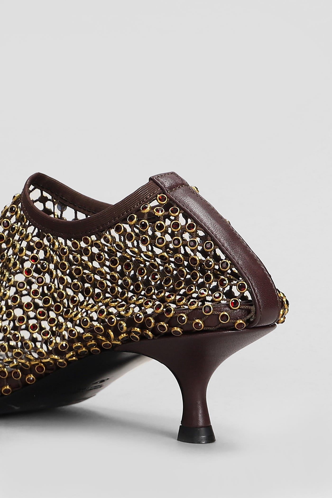 Christopher Esber Minette Crystal Micr Low Heels Ankle Boots In Brown Nylon In Brown