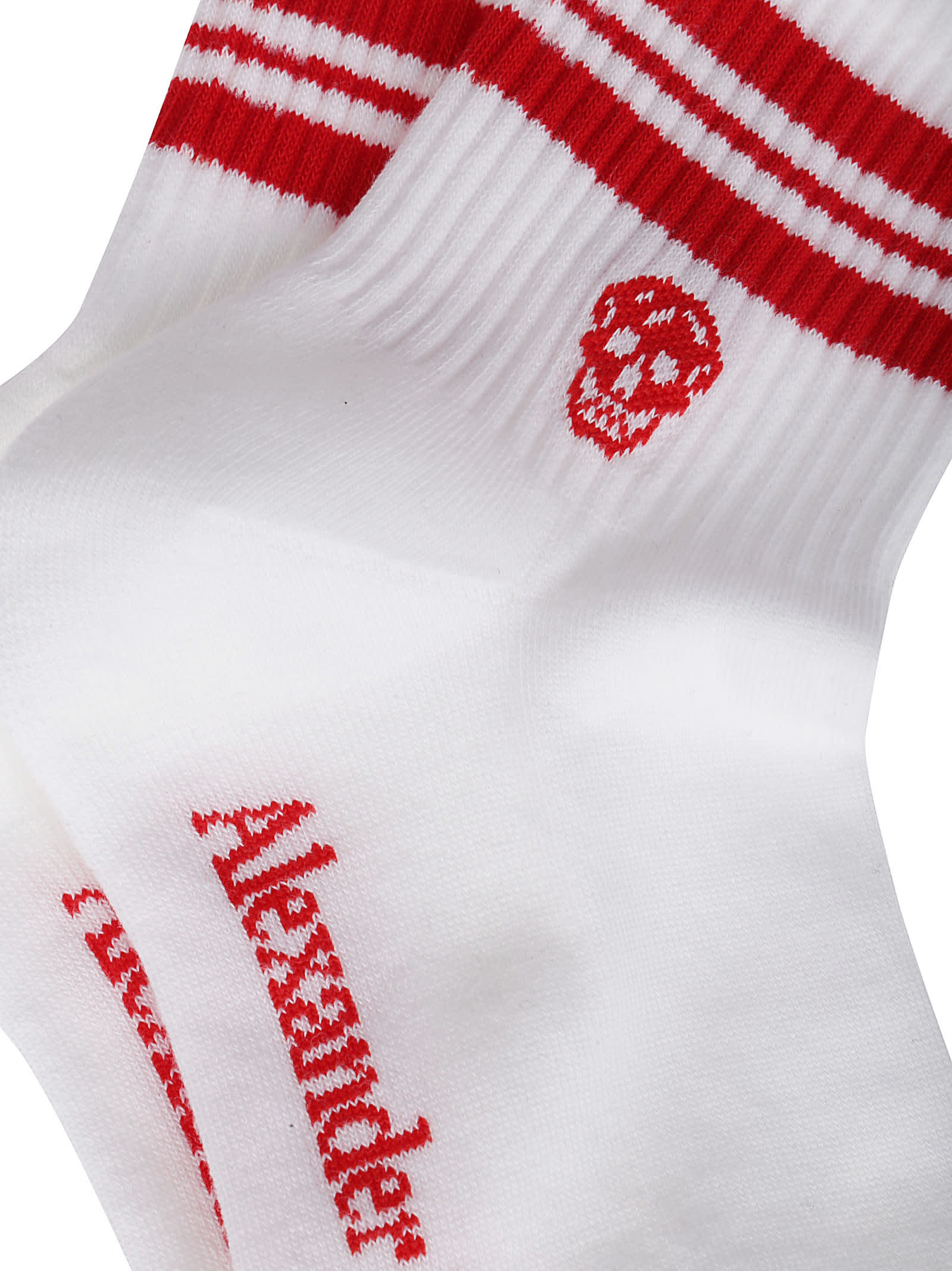 Shop Alexander Mcqueen White And Red Cotton Blend Socks