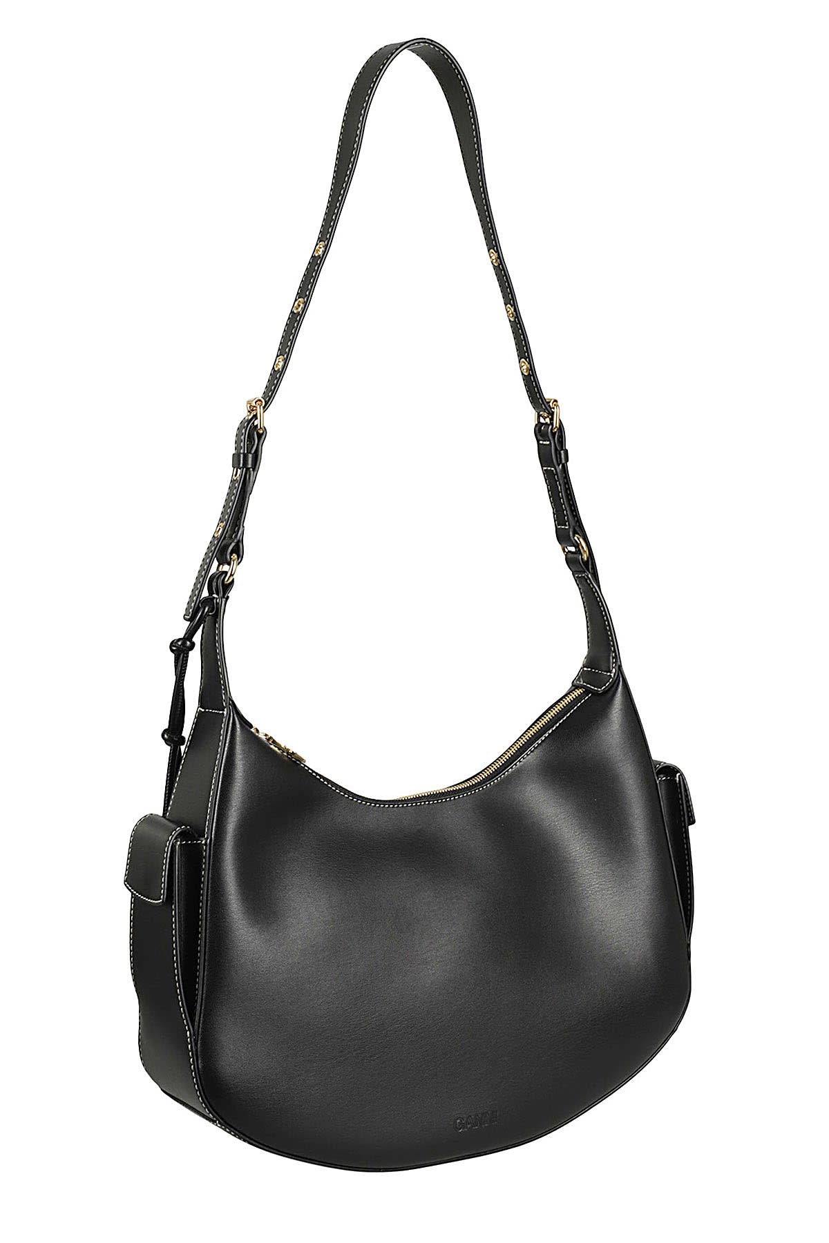 Shop Ganni Large Hobo In Black