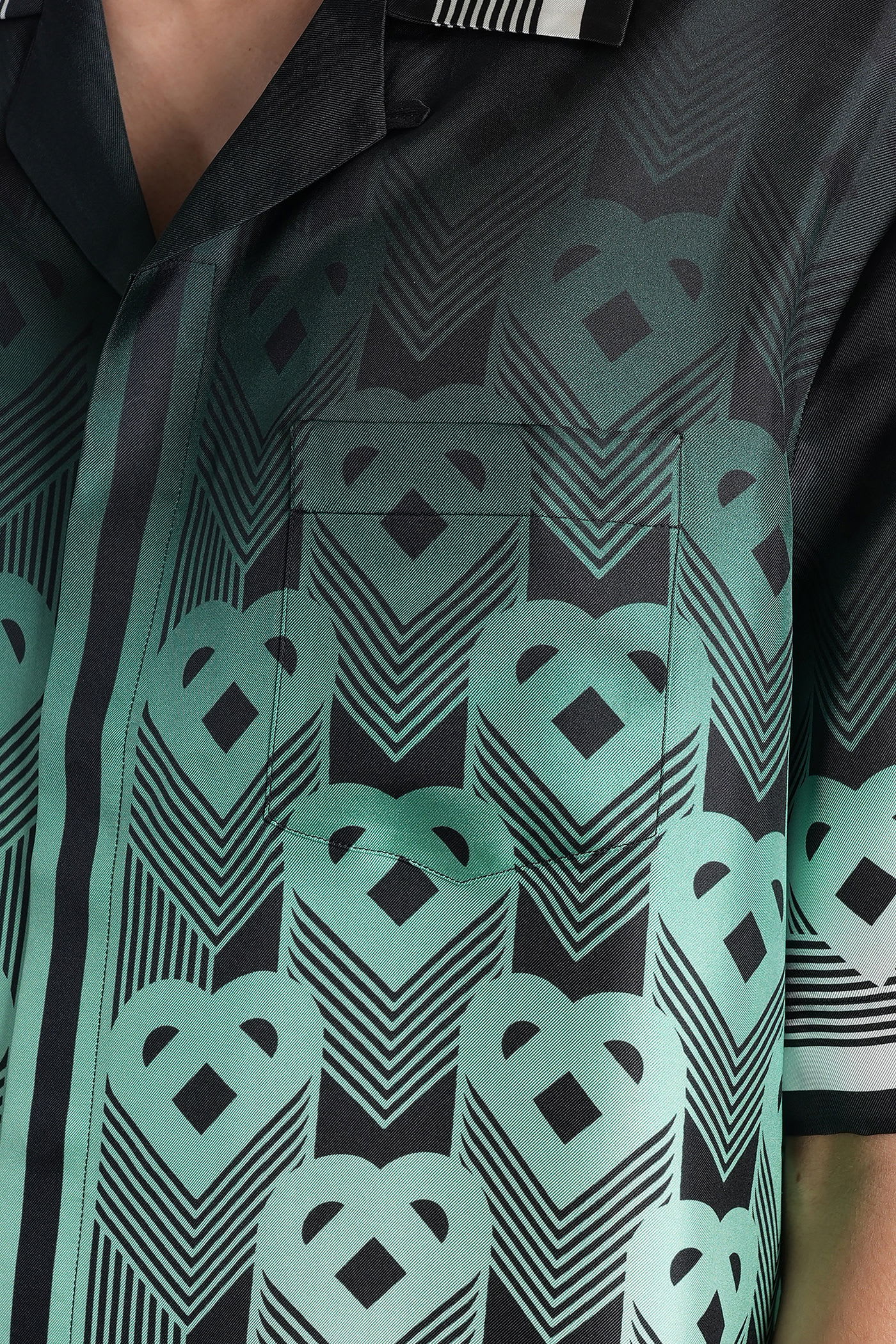 Casablanca Men Gradient Monogram Short Sleeve Silk Shirt In Green