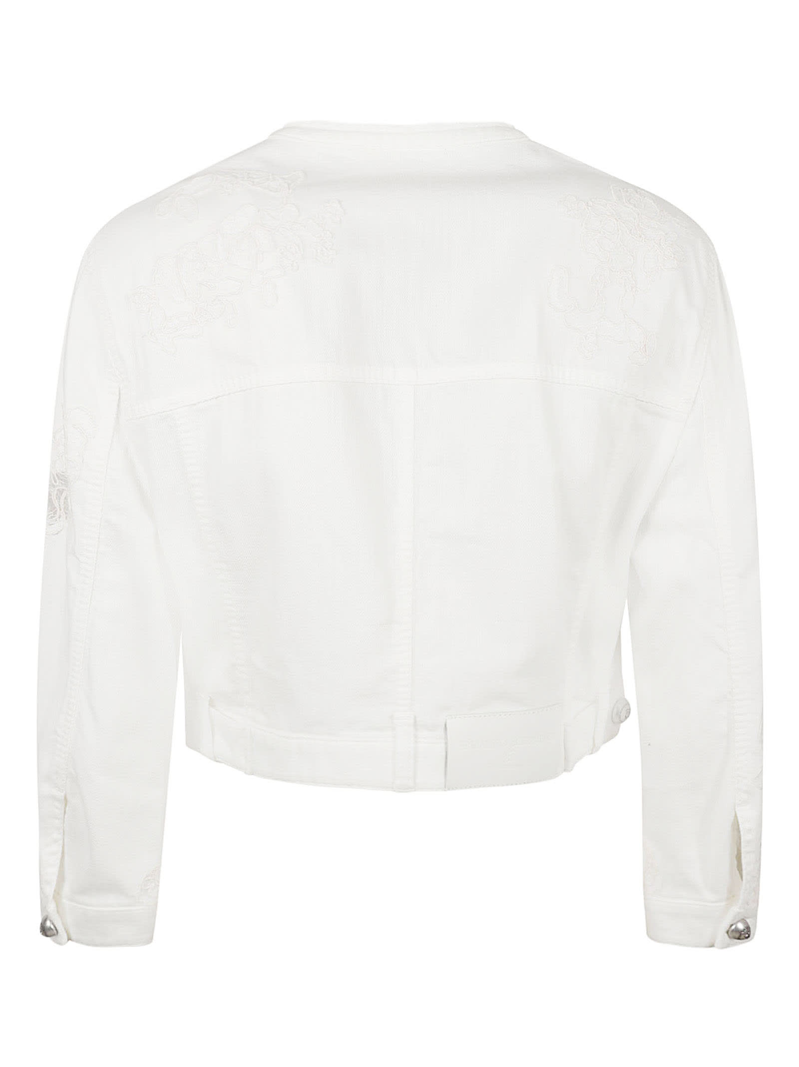 Shop Ermanno Scervino Lace Paneled Double-breast Cropped Jacket In Snow White