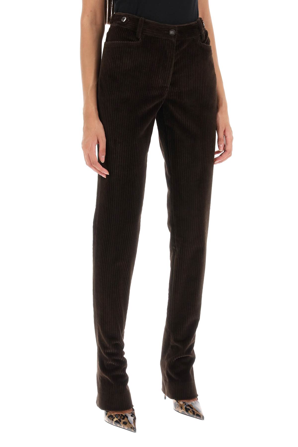 Dolce & Gabbana Ribbed Velvet Pants In Marrone Scuro 3 (brown)