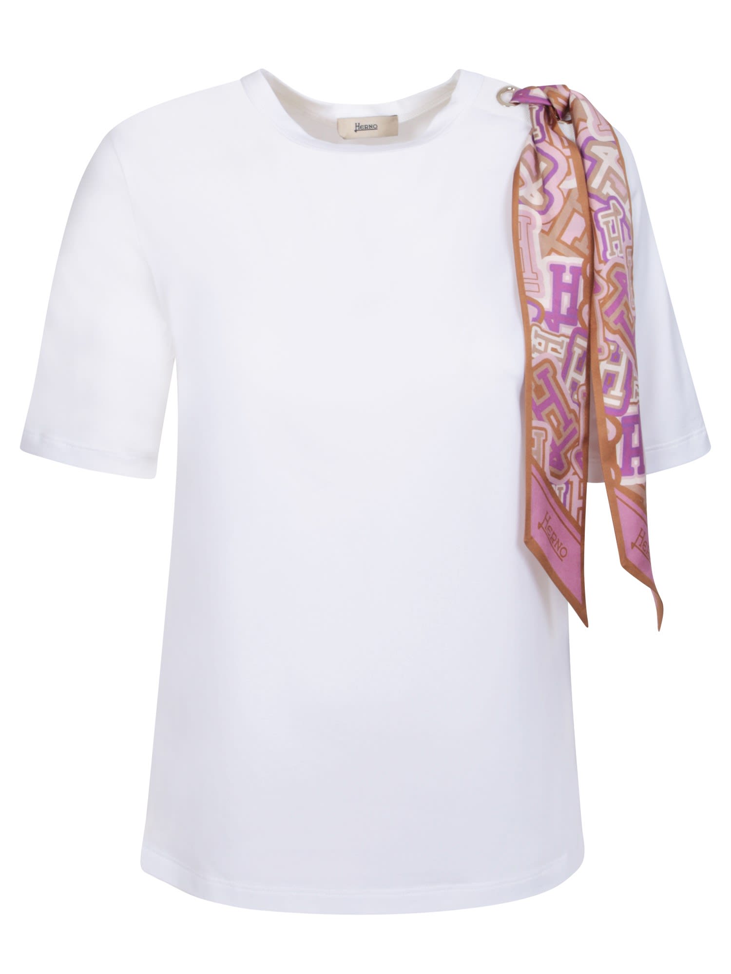 Herno White T-shirt With Scarf