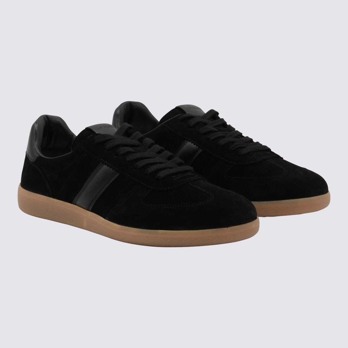 Tom Ford Leather-trimmed Suede Sneakers In Black