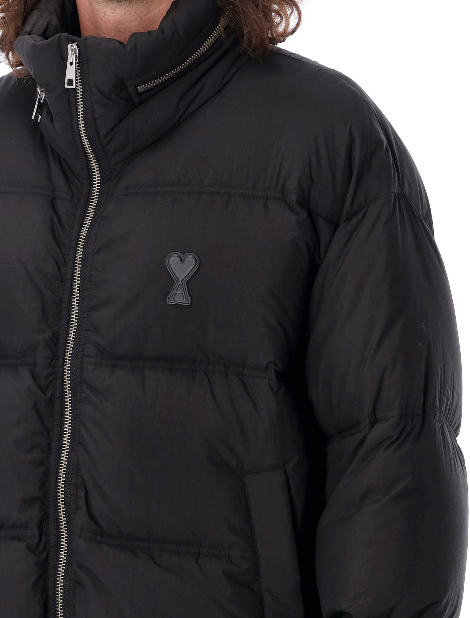 Shop Ami Alexandre Mattiussi Logo Down Jacket In Black