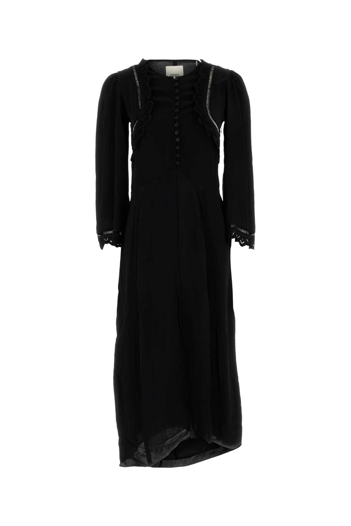 Isabel Marant Faustina Dress With Button Detailing And Lace In Black