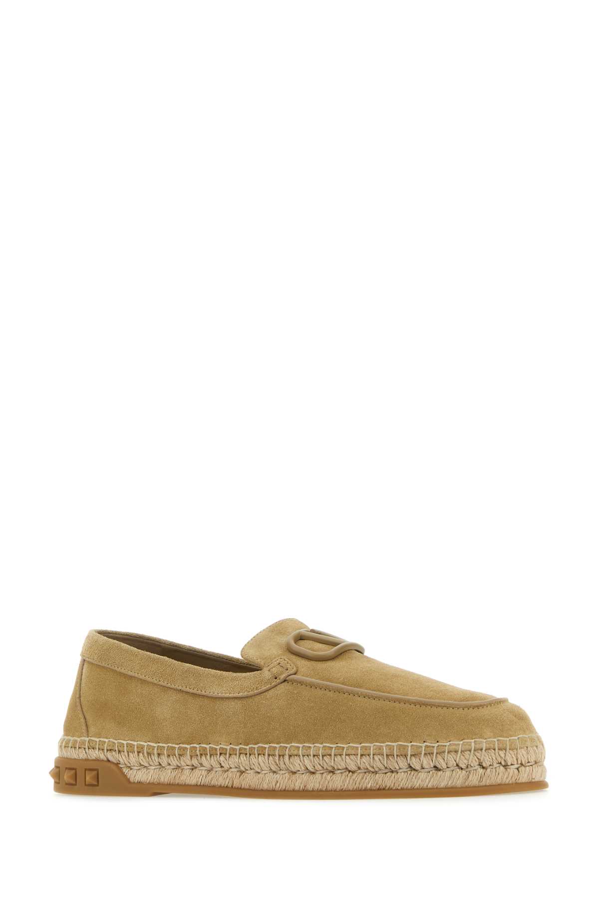 Shop Valentino Cappuccino Split-leather Leisure Flows Espadrilles In Desertbeige