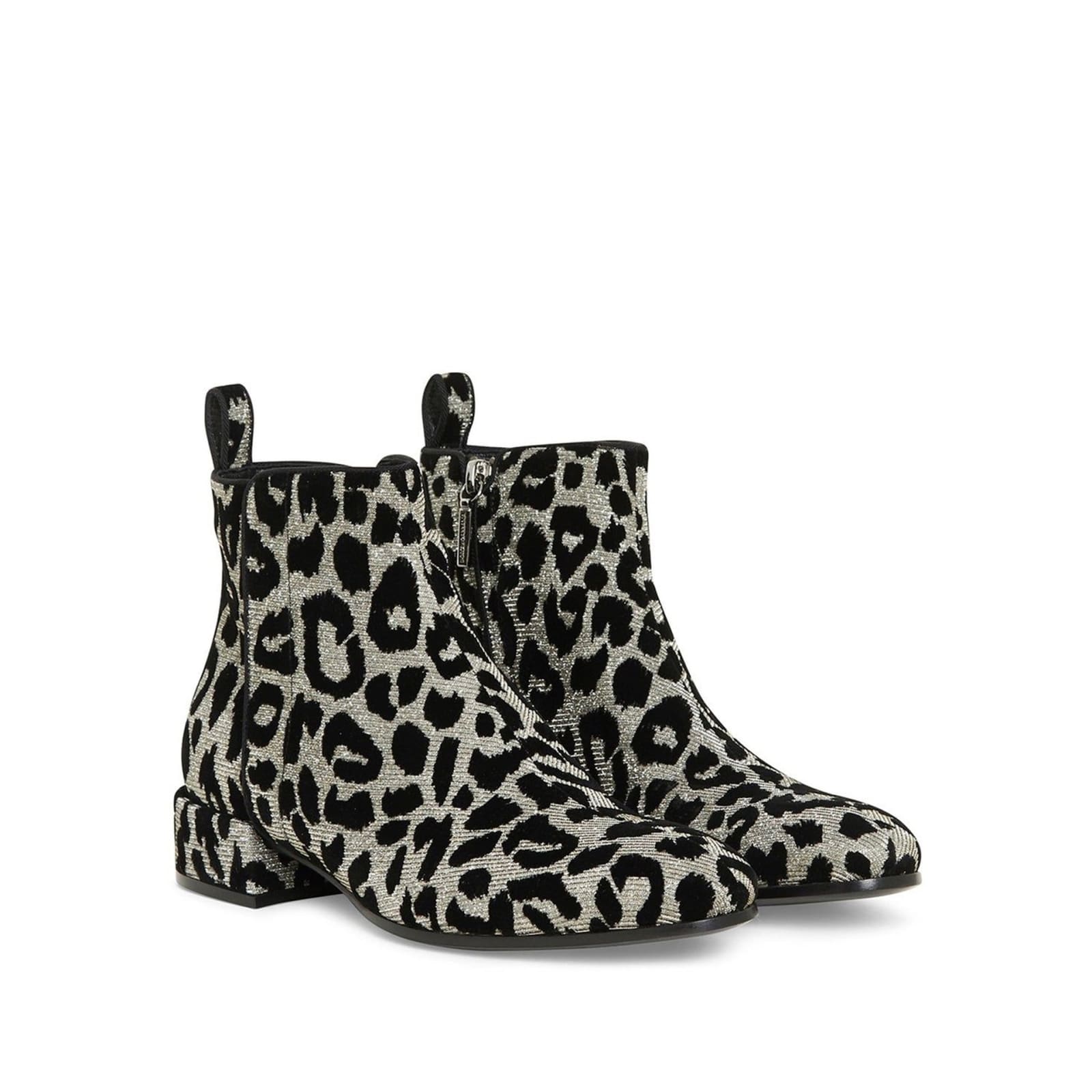 Shop Dolce & Gabbana Leopard Ankle Boots In Silver