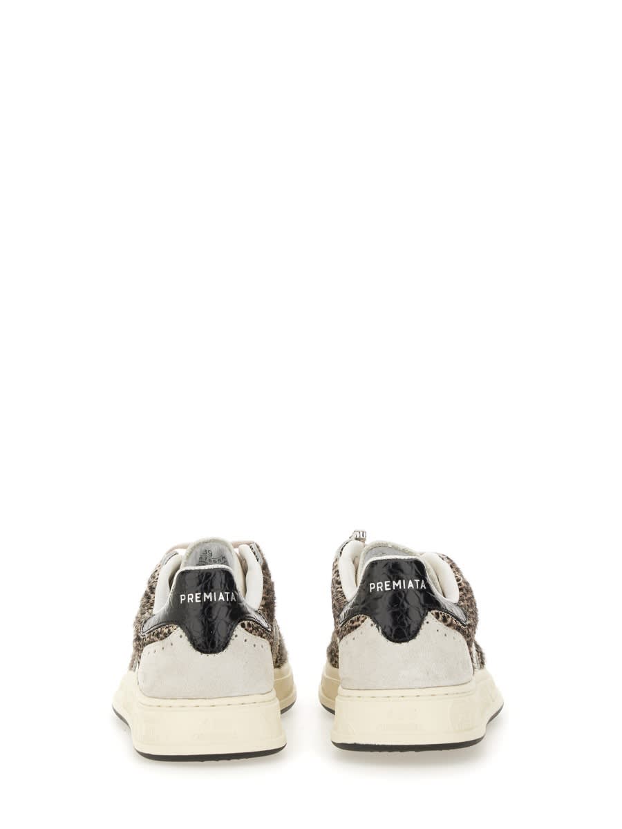 Premiata Low-top Sneaker With Spotted Animal Print And Textured Sole In Multi